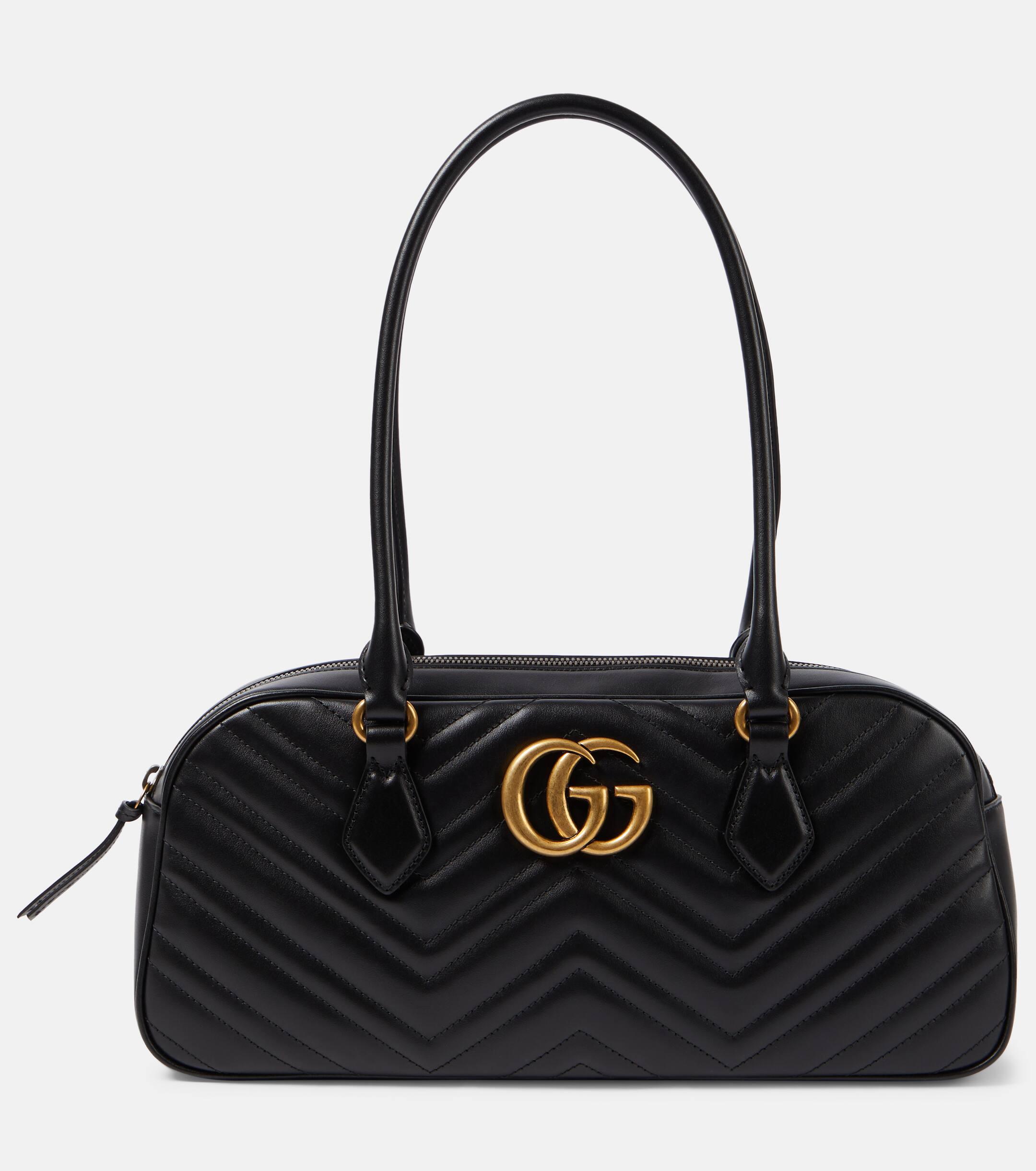 Gucci Gg Marmont Medium Leather Shoulder Bag in Black Lyst UK