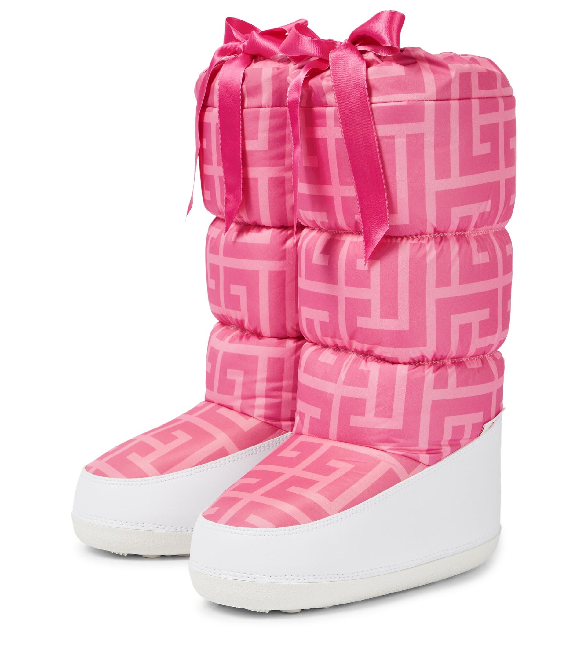 Winter Elegance Reimagined: Pink Balmain Snow Boots - Shoe Effect