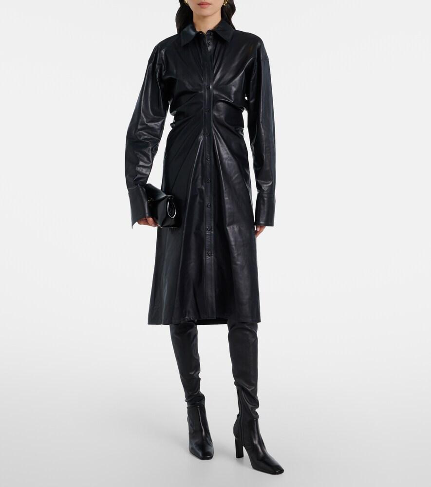 toteme ruched dress Totme Ruched Waist Textured Dress In Black