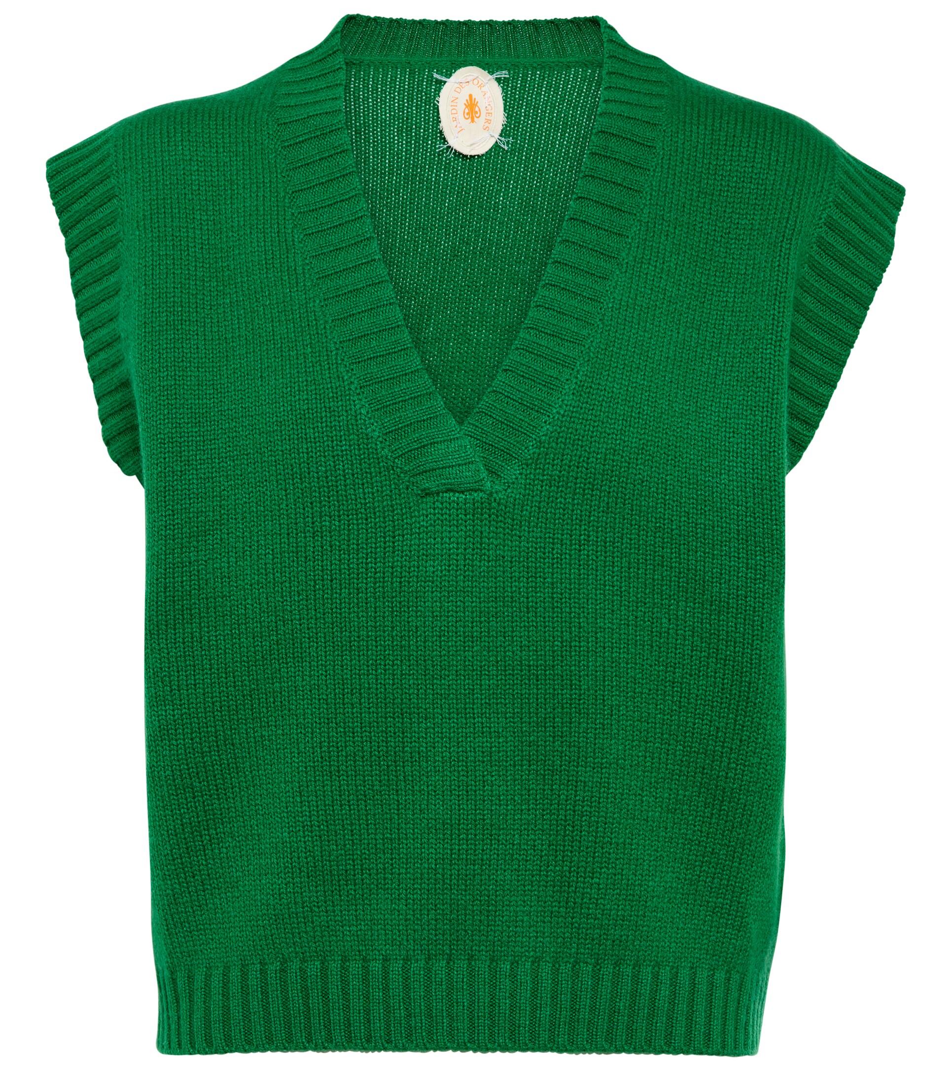 Jardin Des Orangers Wolle Pullunder aus Wolle und Kaschmir in Grün Damen Bekleidung Pullover und Strickwaren Ärmellose Pullover 