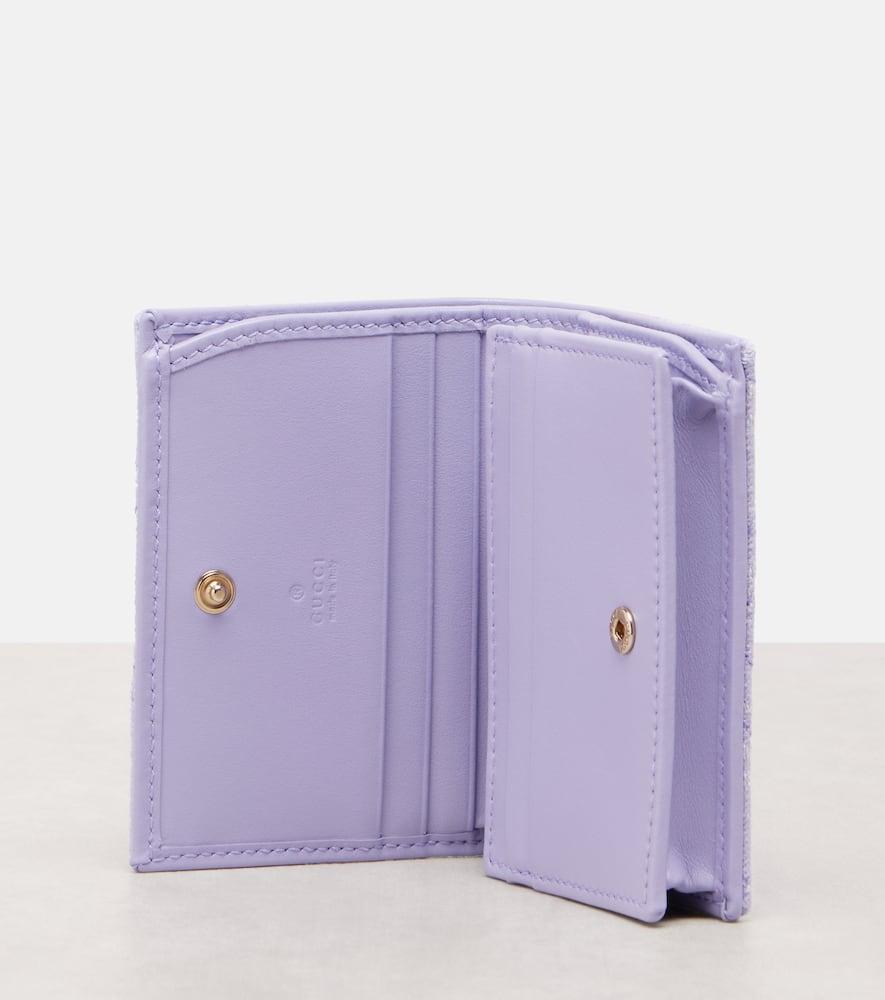 デニム リメイクパープル ウォレット Gucci Gg Marmont Denim Wallet in Purple | Lyst