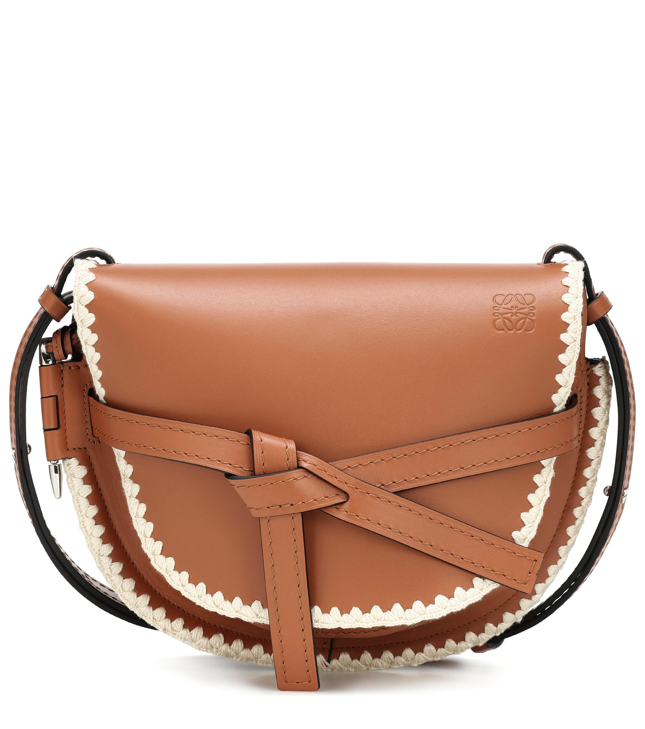 Loewe Gate Crochet Small Leather Shoulder Bag in Tan (Brown) | Lyst