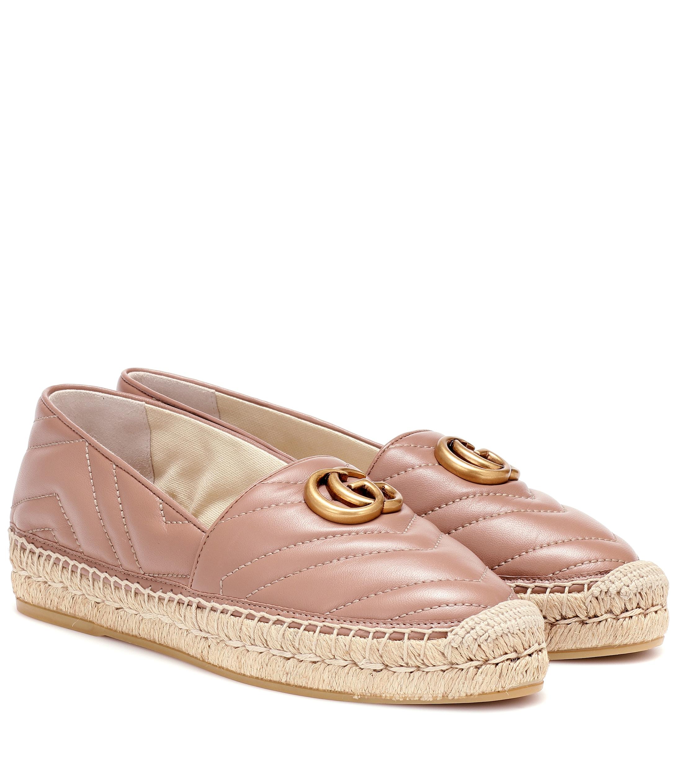 Gucci Leather Espadrille With Double G in Pink | Lyst