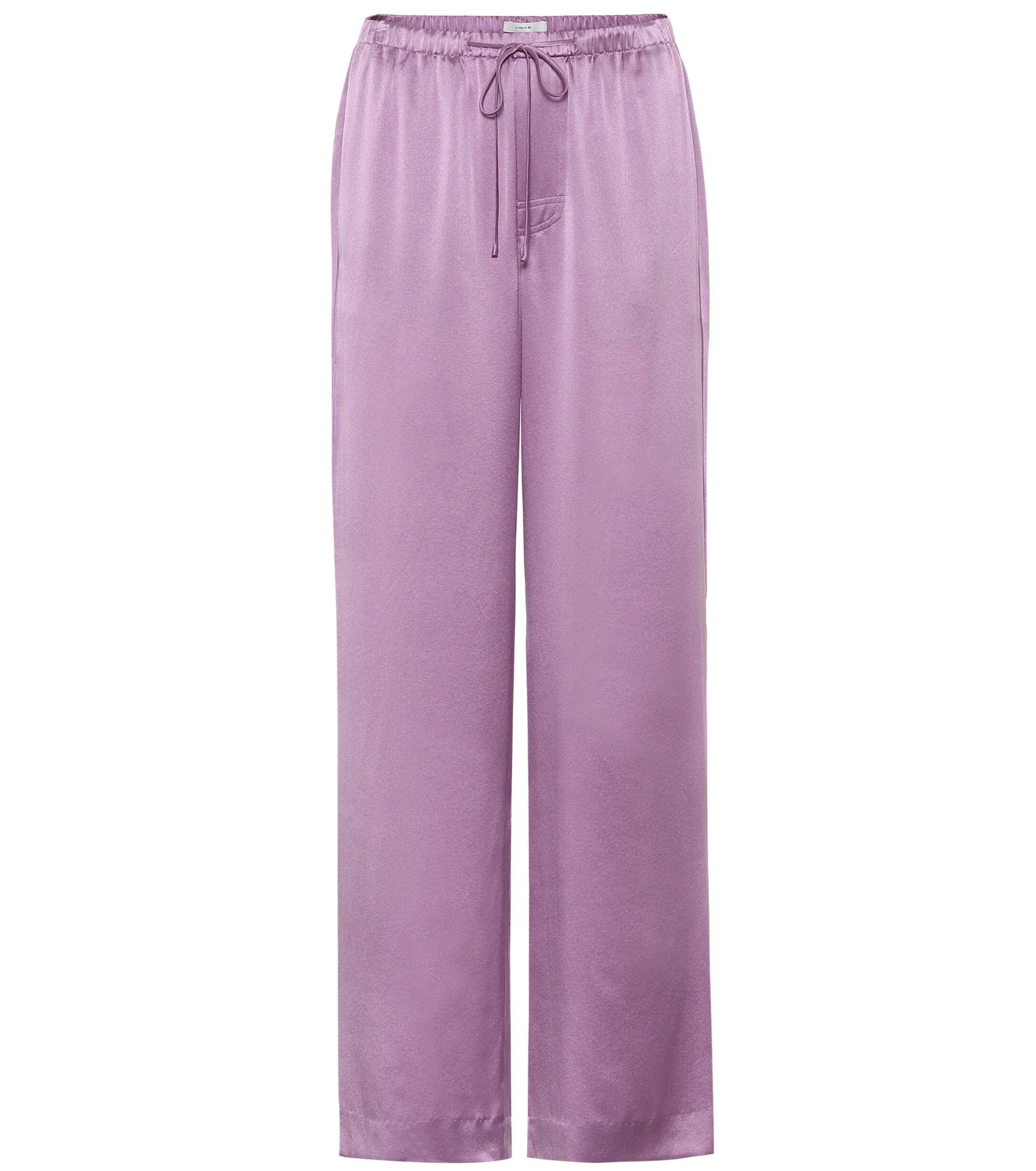 Vince Drawstring Silk Pants in Purple