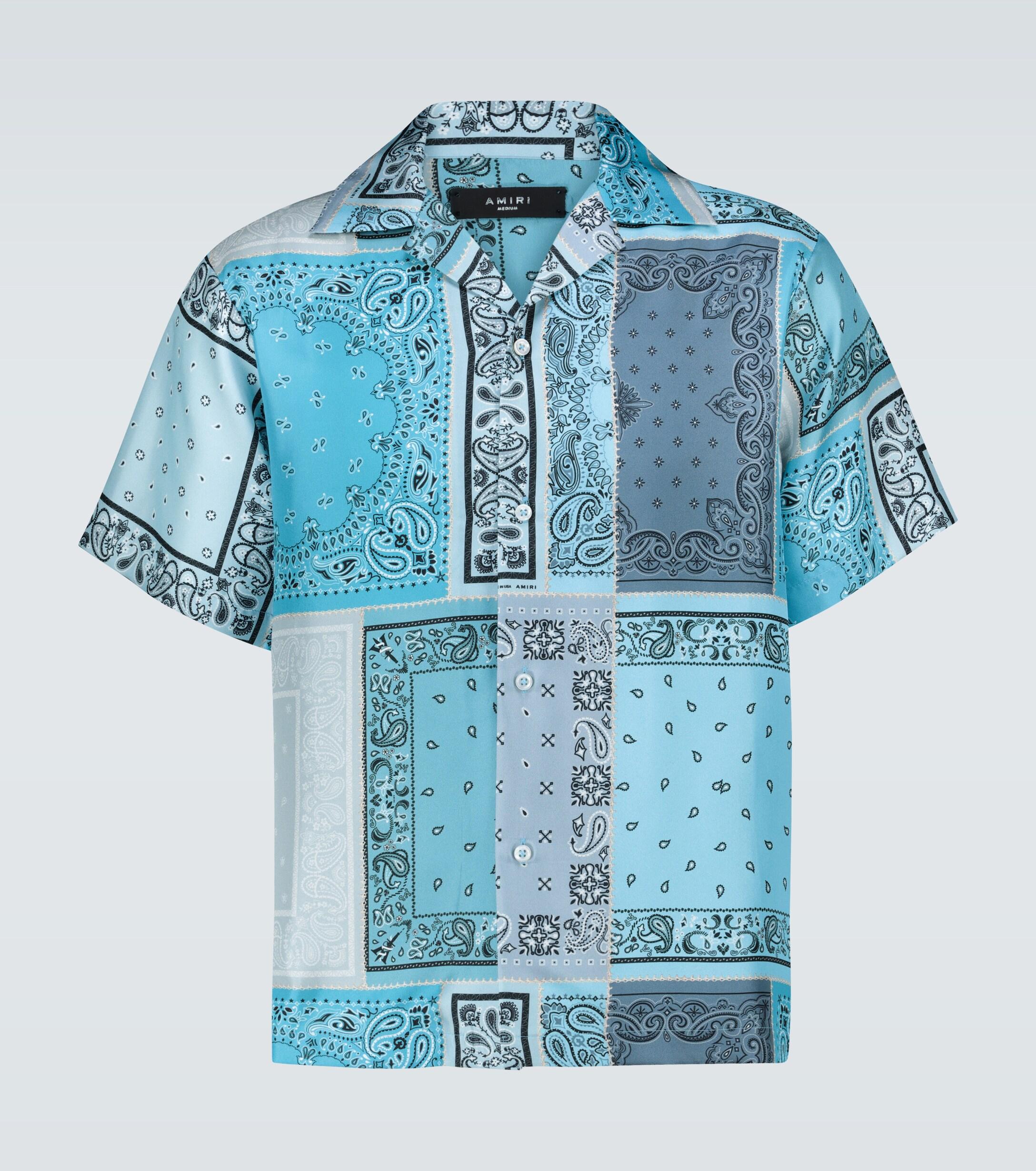 Amiri Bandana Reconstructed Silk Shirt in Blue for Men | Lyst
