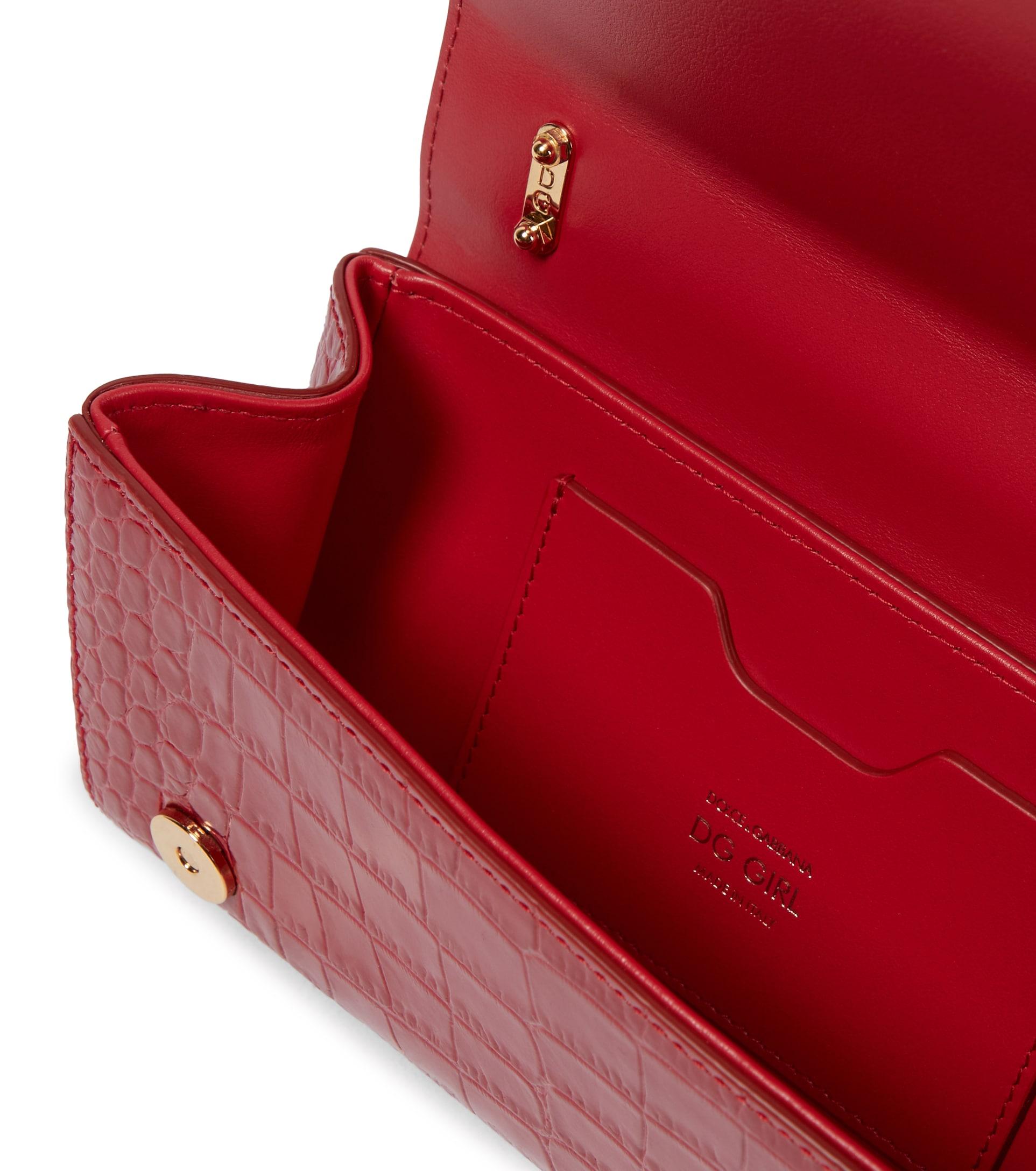 Dolce & Gabbana Zip Chain Pochette Leather Small Red 1383381