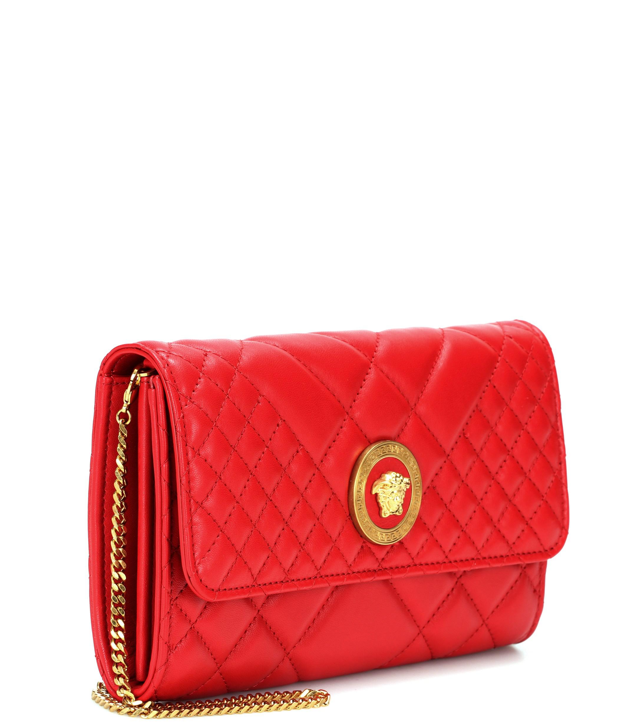 Versace Medusa Icon Leather Shoulder Bag in Red - Lyst