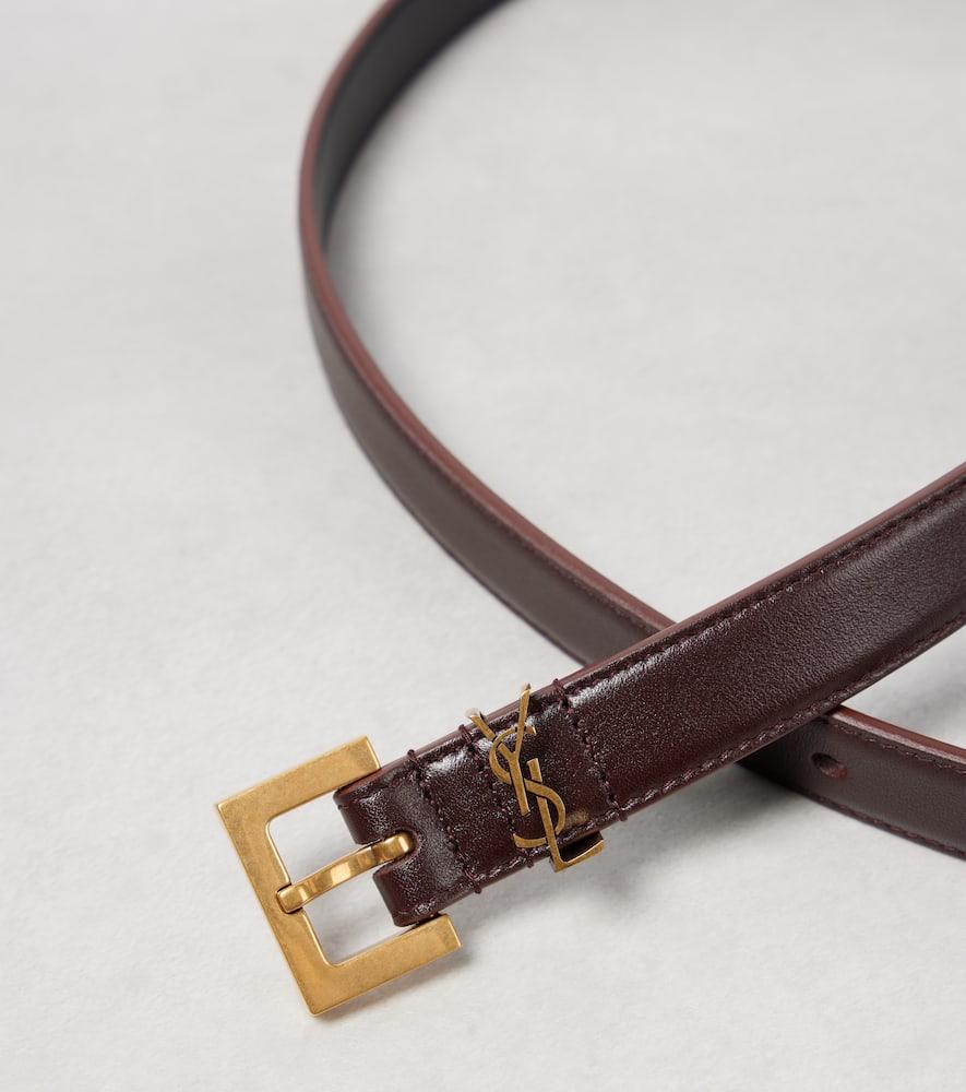 Saint Laurent Cassandre Slim Leather Belt in Brown Lyst UK