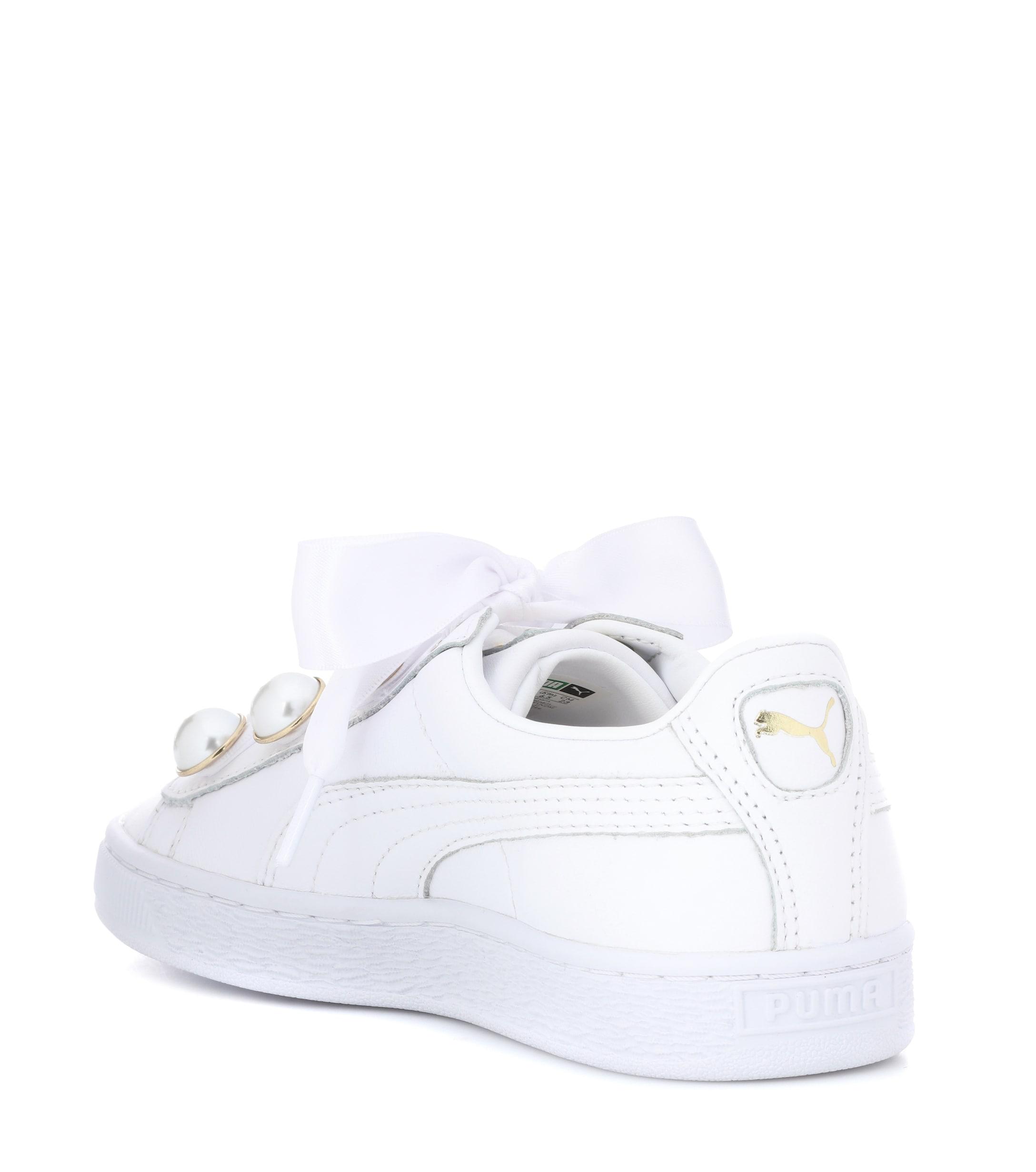 PUMA Leather Basket Bling Trainers White - Lyst