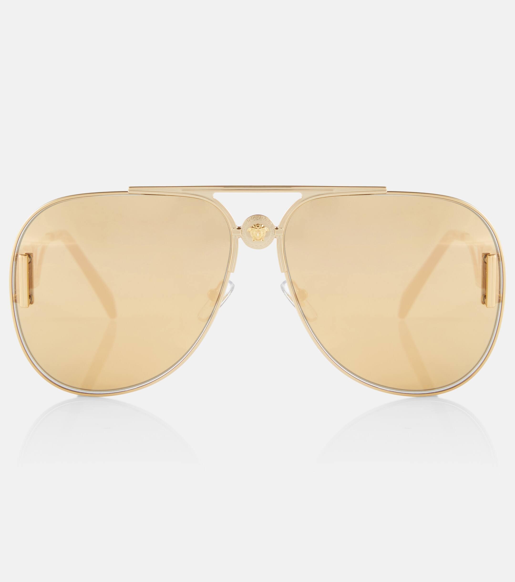 Versace Medusa Aviator Sunglasses in Natural | Lyst UK