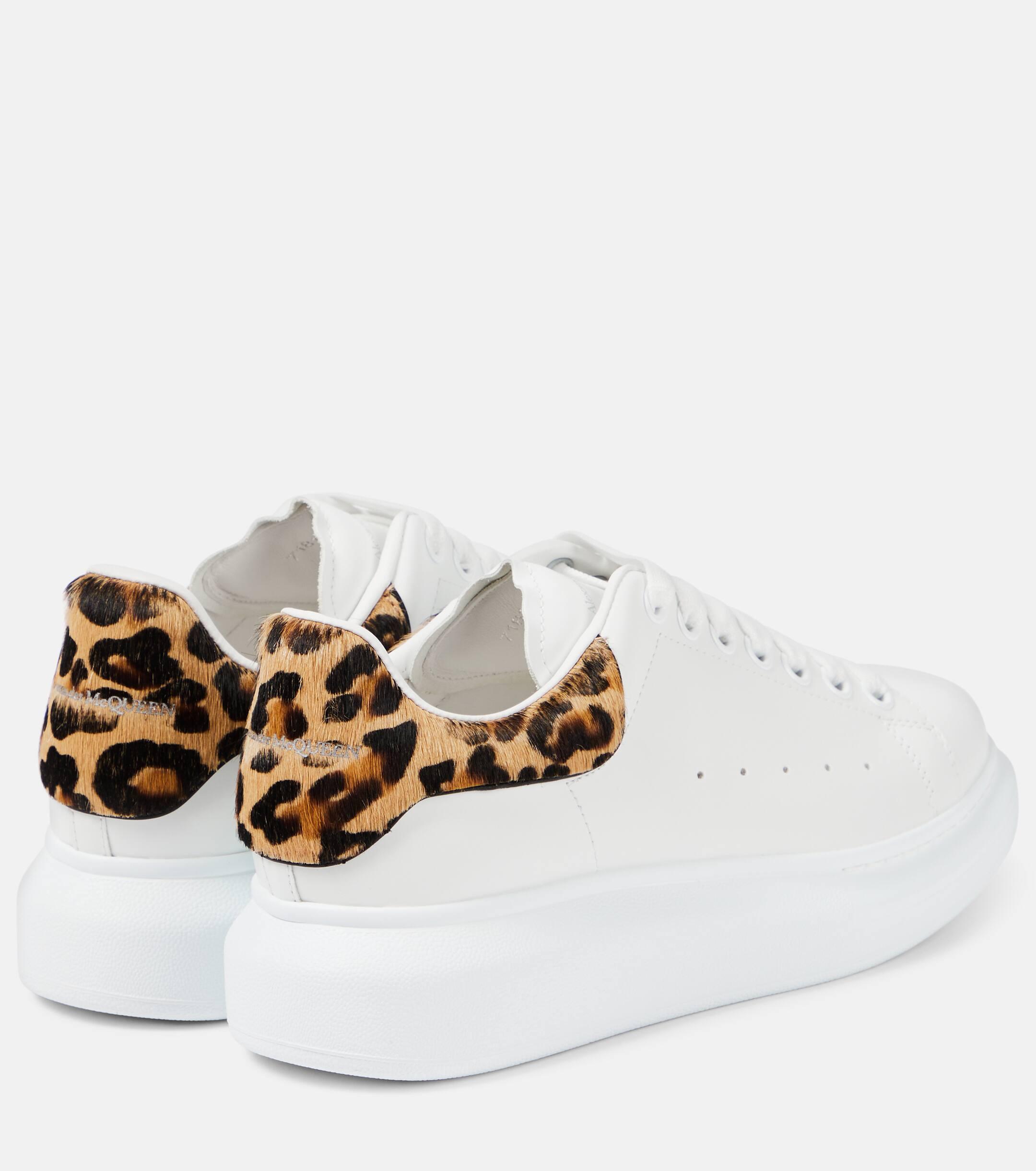 Alexander McQueen Oversized Leopard Print Leather Sneakers in White Lyst UK