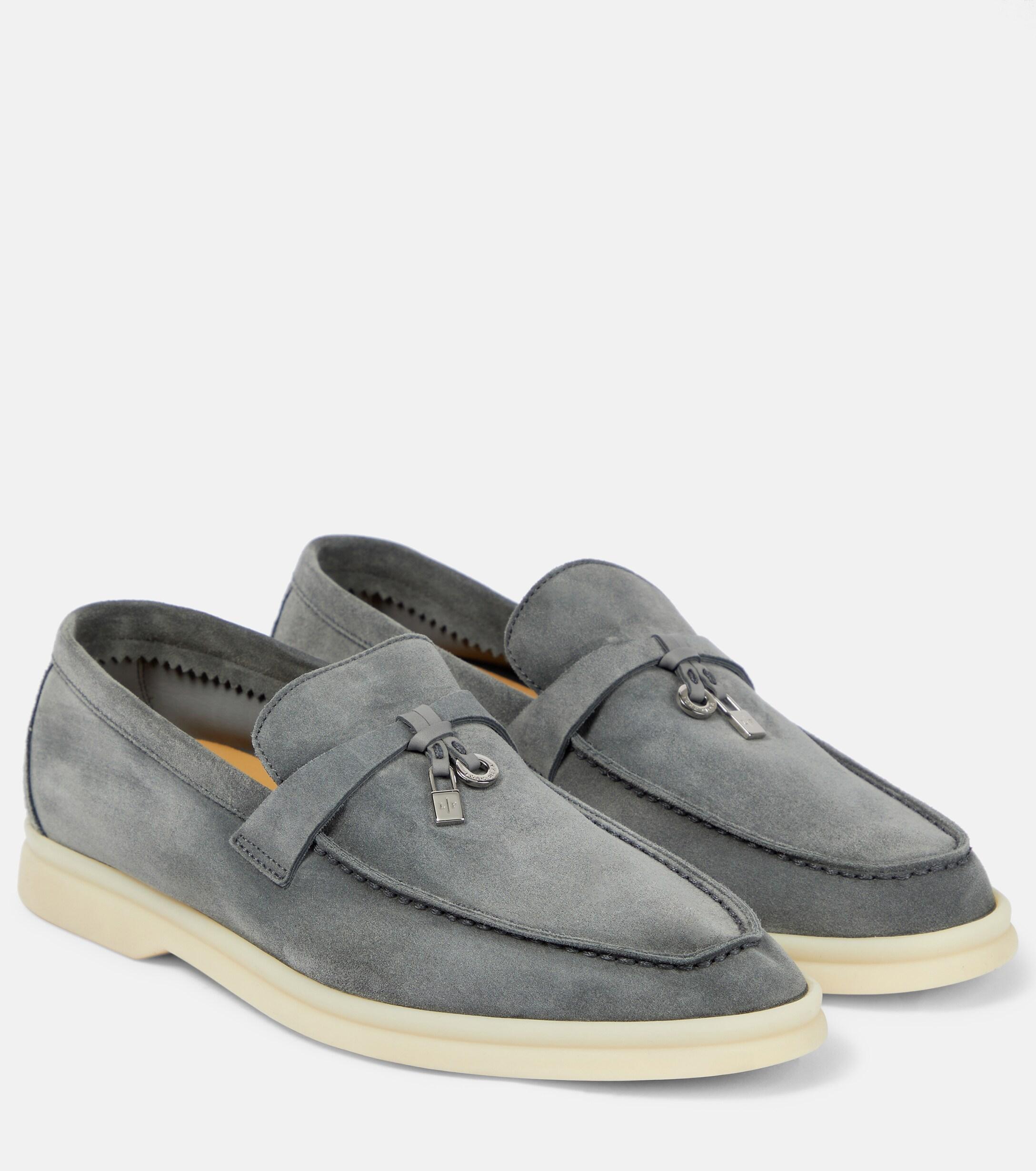 Loro Piana Summer Charms Walk Suede Loafers in Grey Lyst Canada