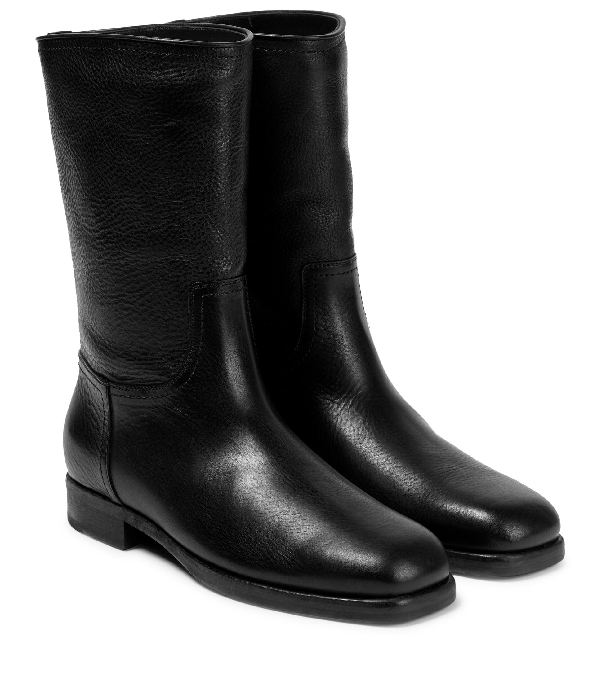 The Row Ranger Leather Ankle Boots in Black | Lyst