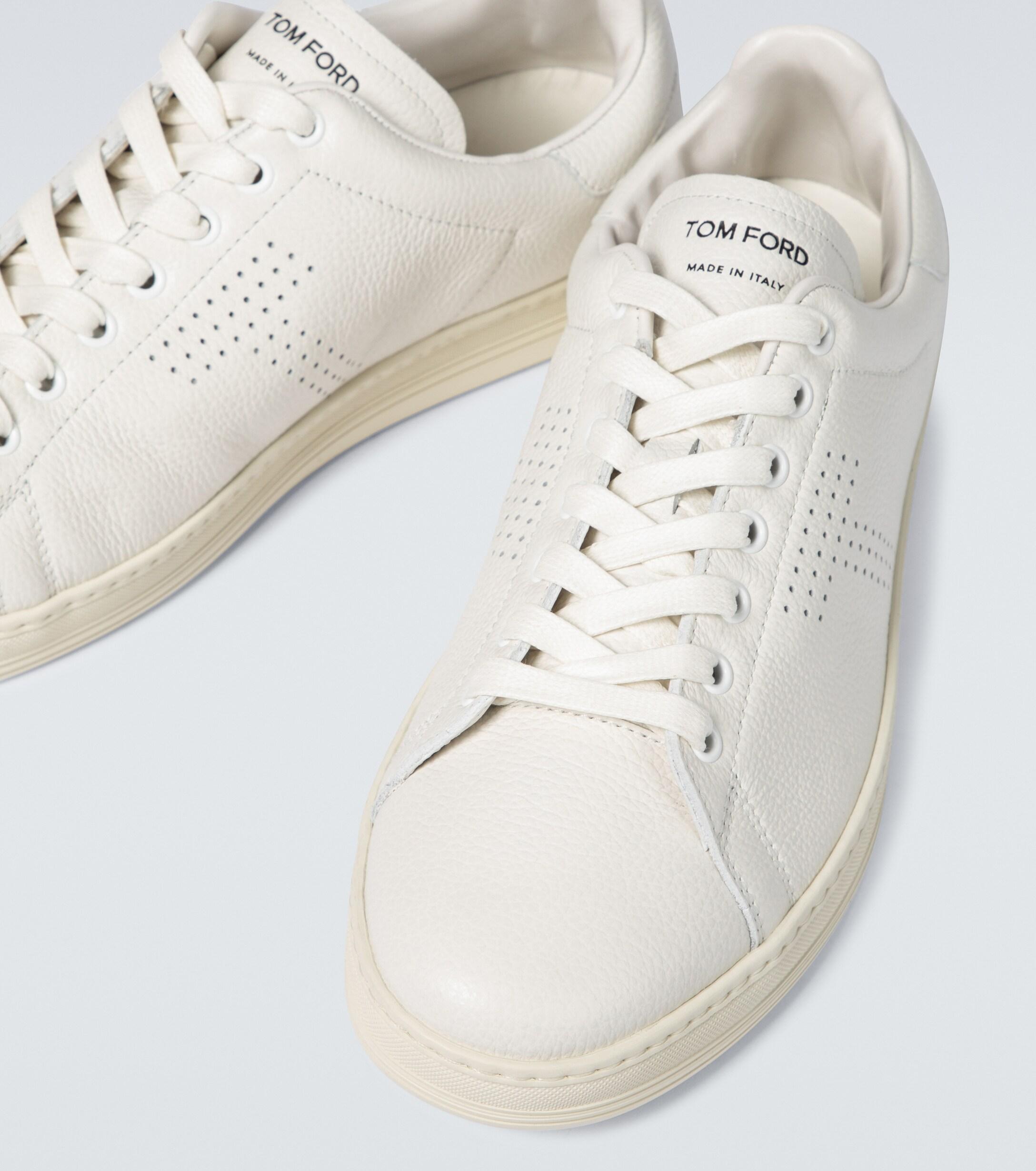 Tom Ford Warwick Grained Leather Sneakers in White for Men - Lyst