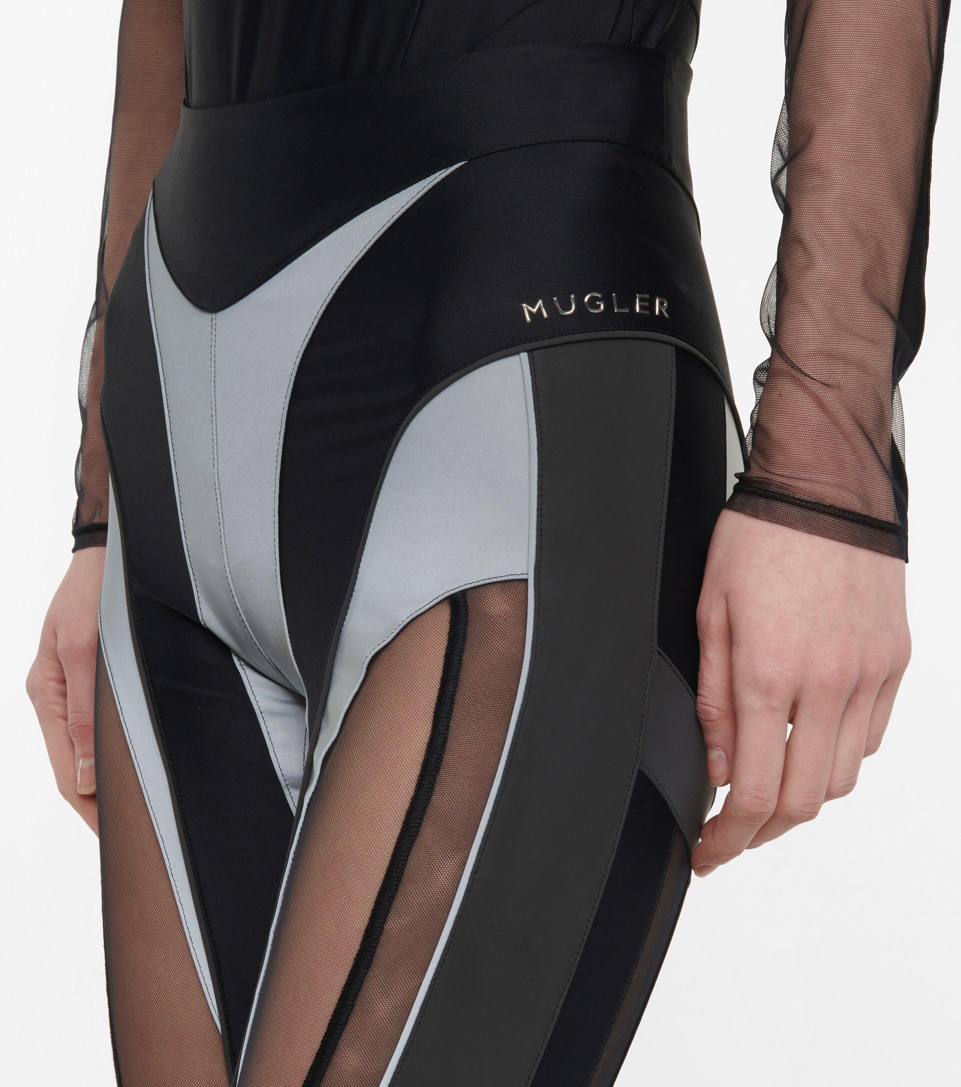 Mugler Mesh-paneled Stirrup leggings in 
