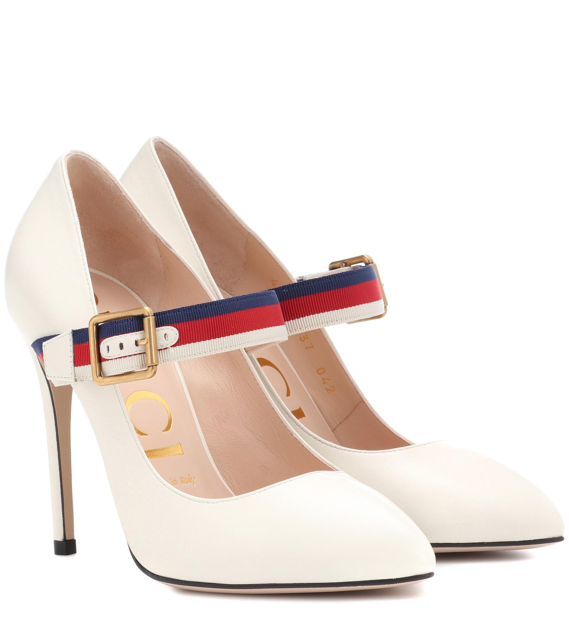 Gucci Sylvie Leather Pumps in White - Lyst