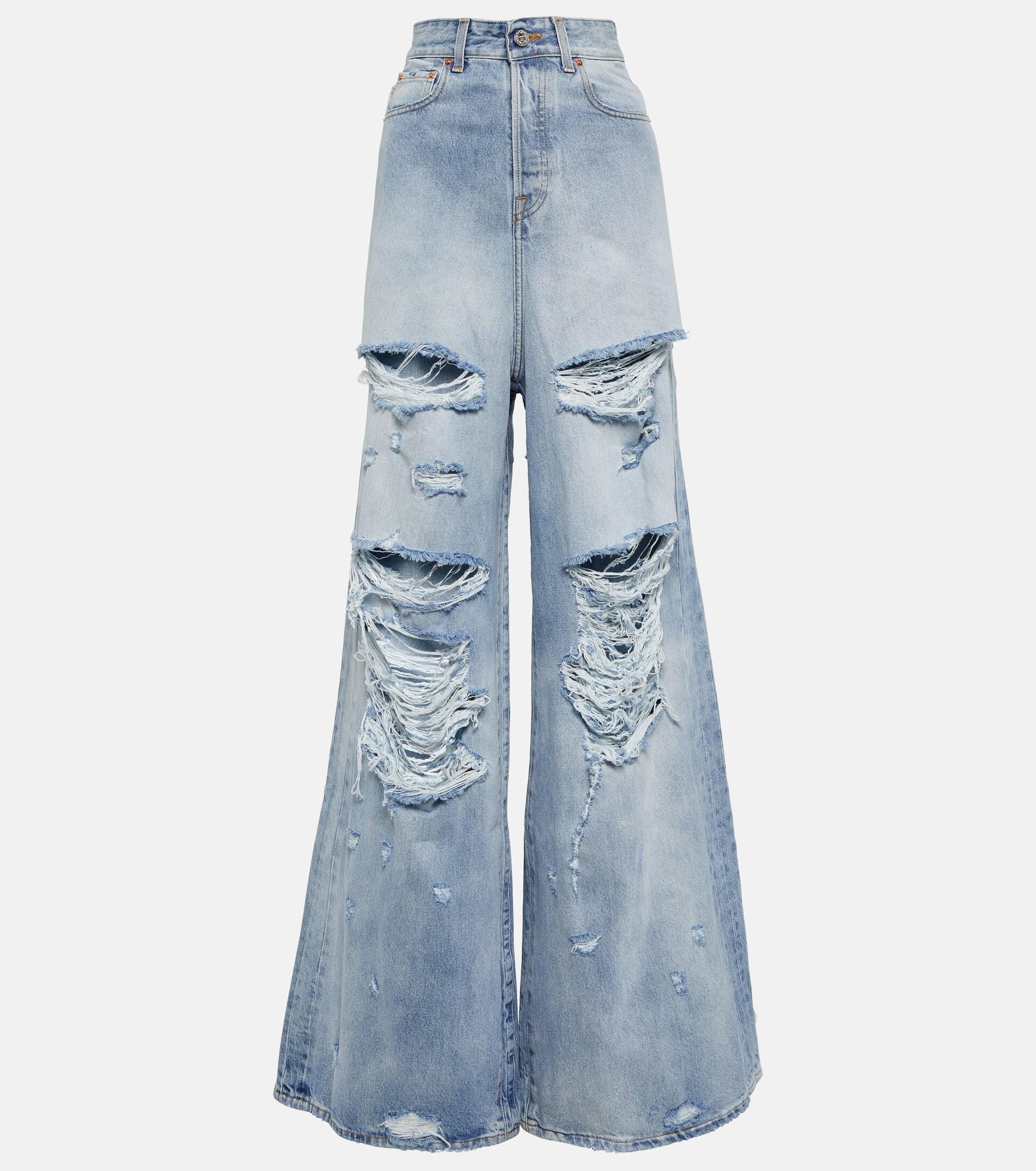 Vetements Distressed High-rise Jeans in Blue | Lyst