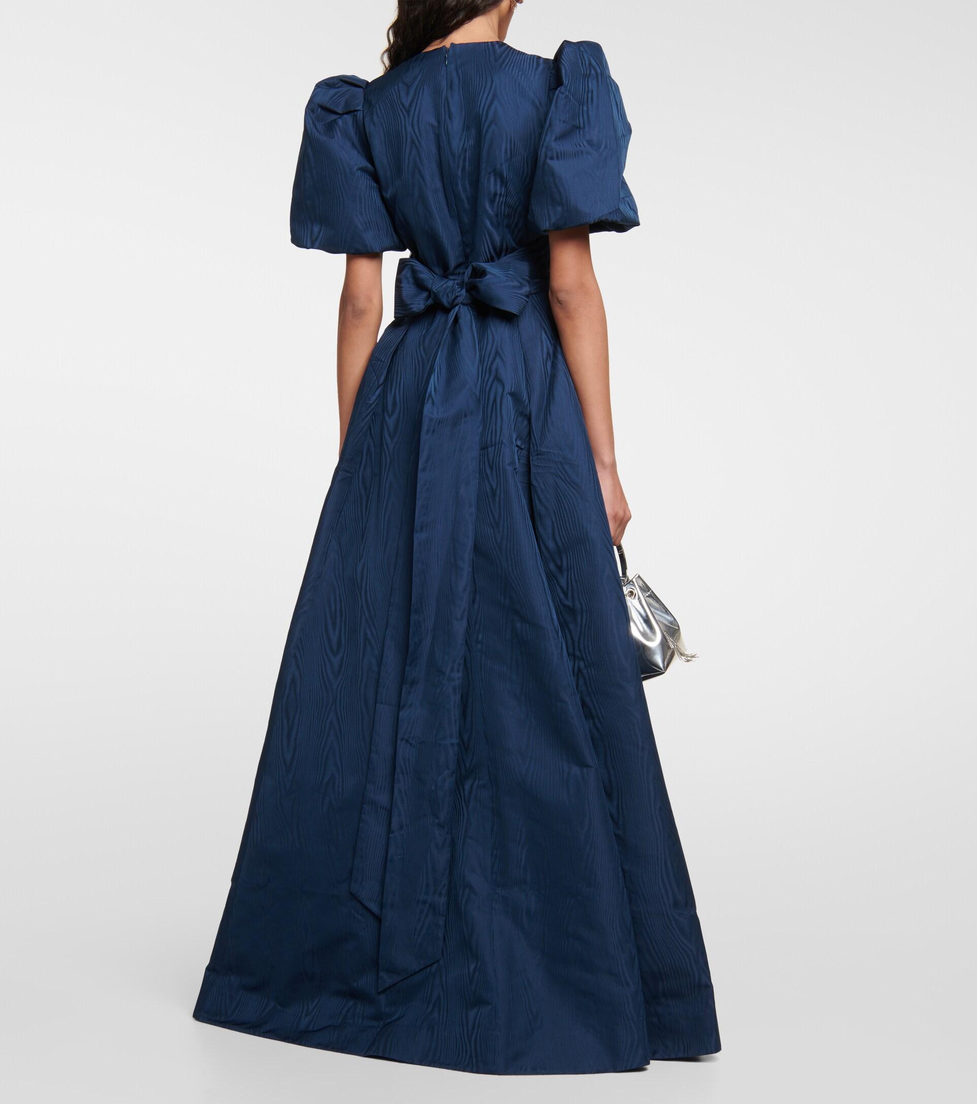 関税込【REBECCA VALLANCE】Amery embellished puff-sleeve gown Amery embellished puff-sleeve gown in blue - Rebecca