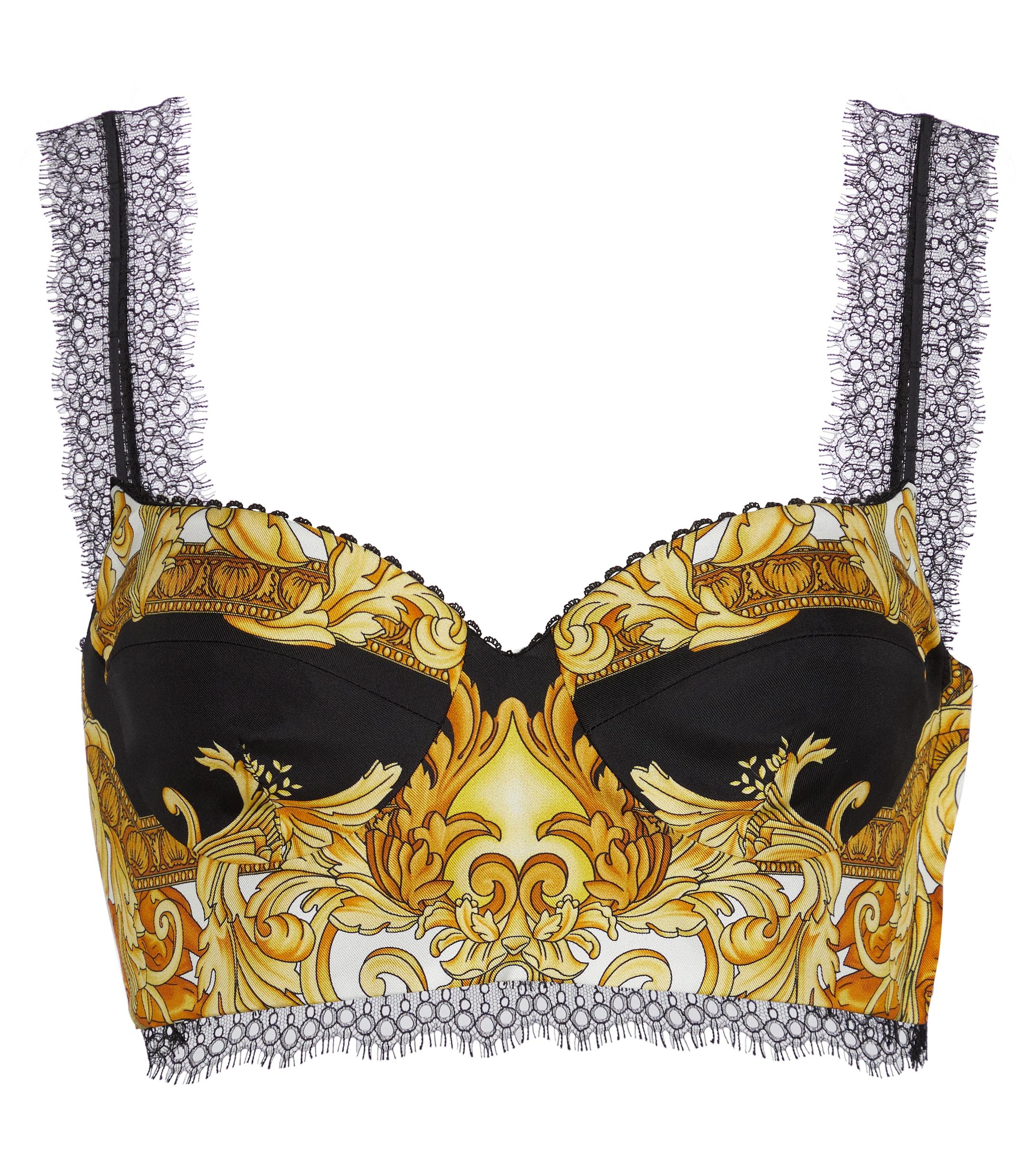 VERSACE Lace Bralette Top in Black