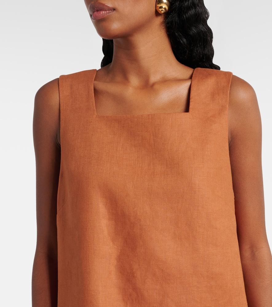 posse brown linen dress Sabine linen midi dress in brown - Posse