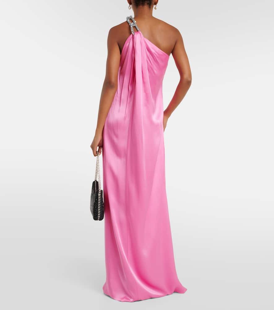 Stella McCartney Falabella Chain-Detail Satin Gown in Pink