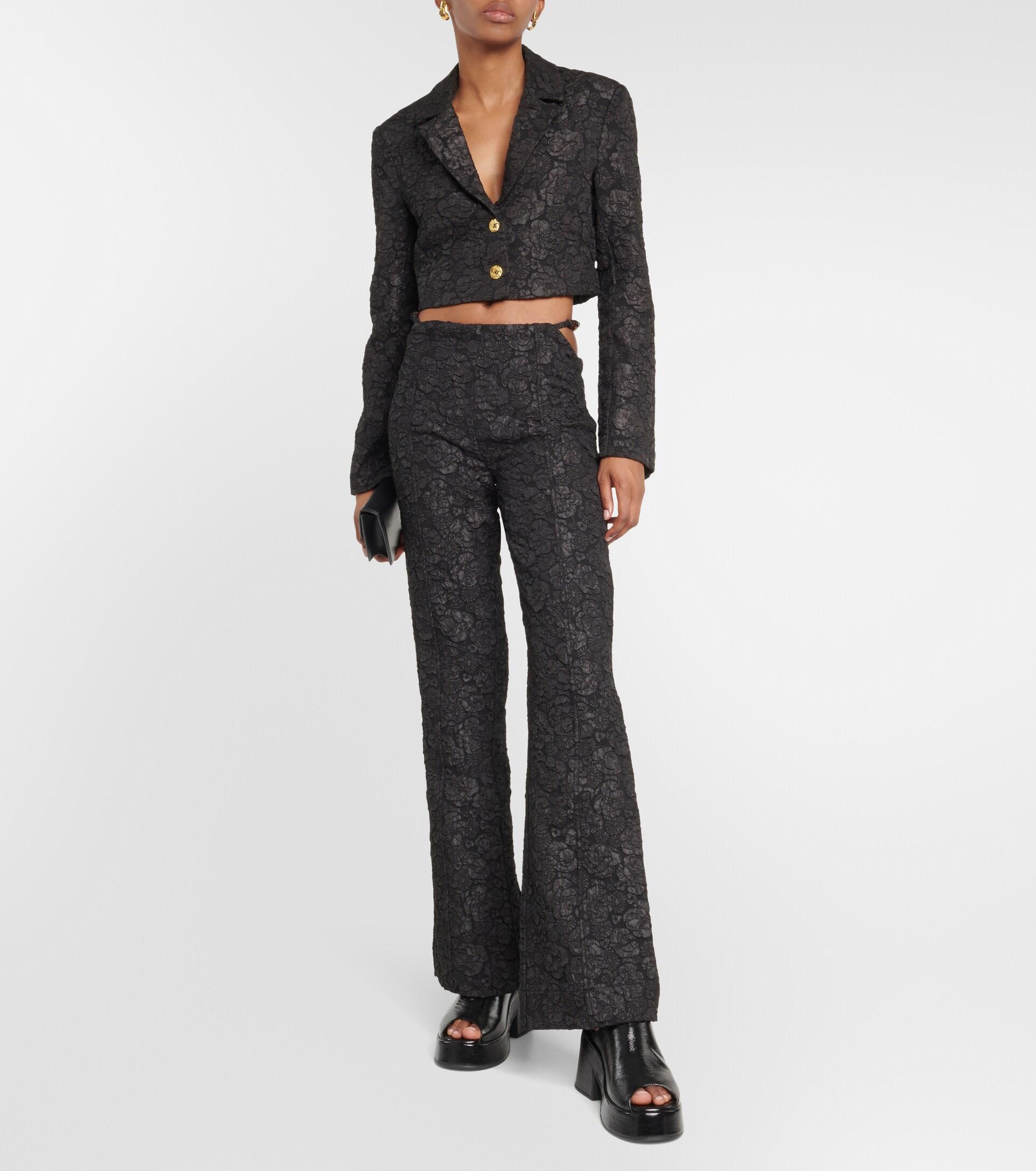 Ganni Jacquard Low-rise Flared Pants in Black | Lyst