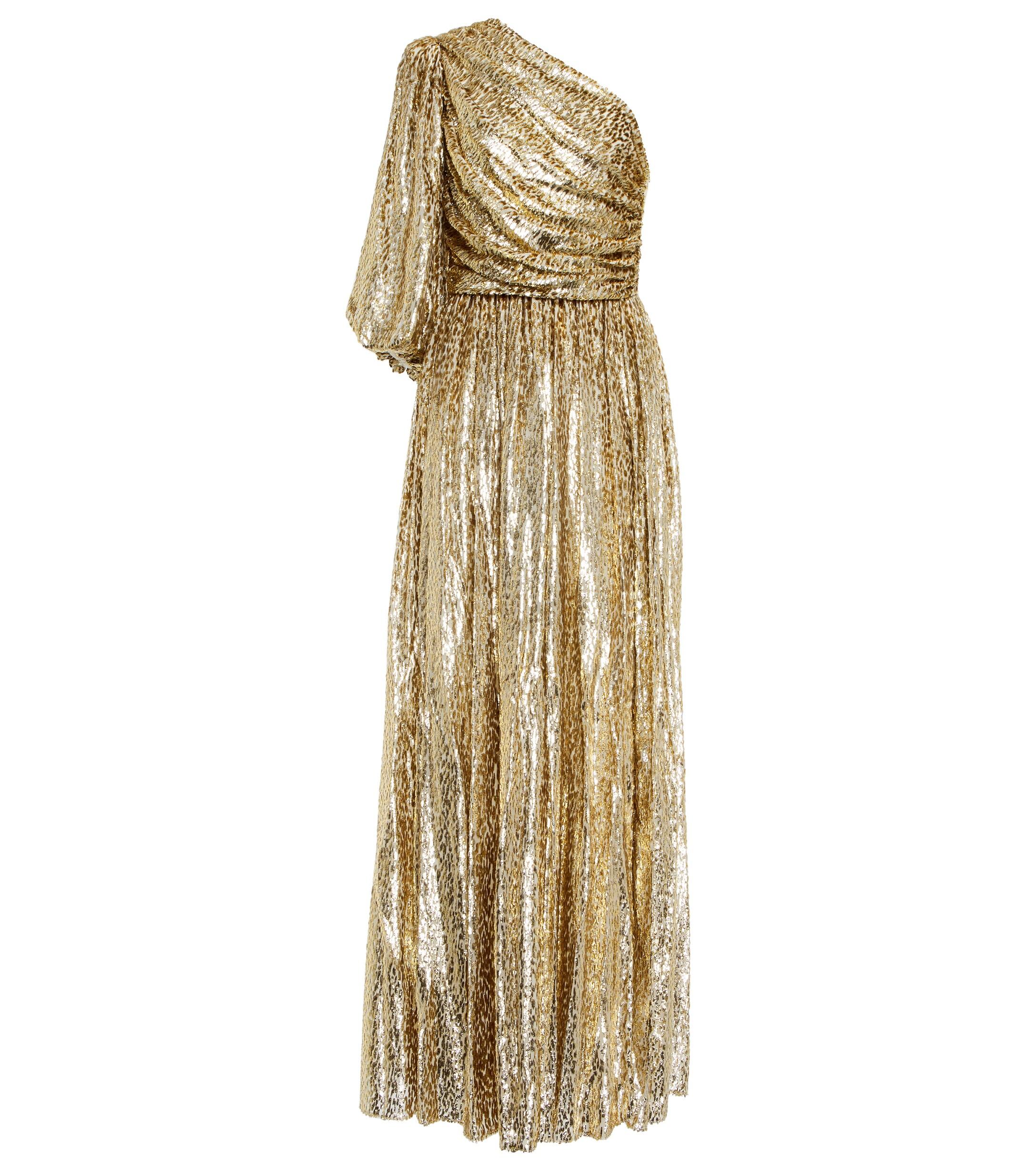 Costarellos Kelly Jacquard One-shoulder Gown in Metallic | Lyst UK