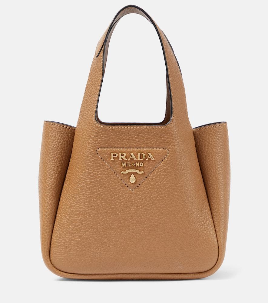 Prada Mini Leather Tote Bag in Brown Lyst