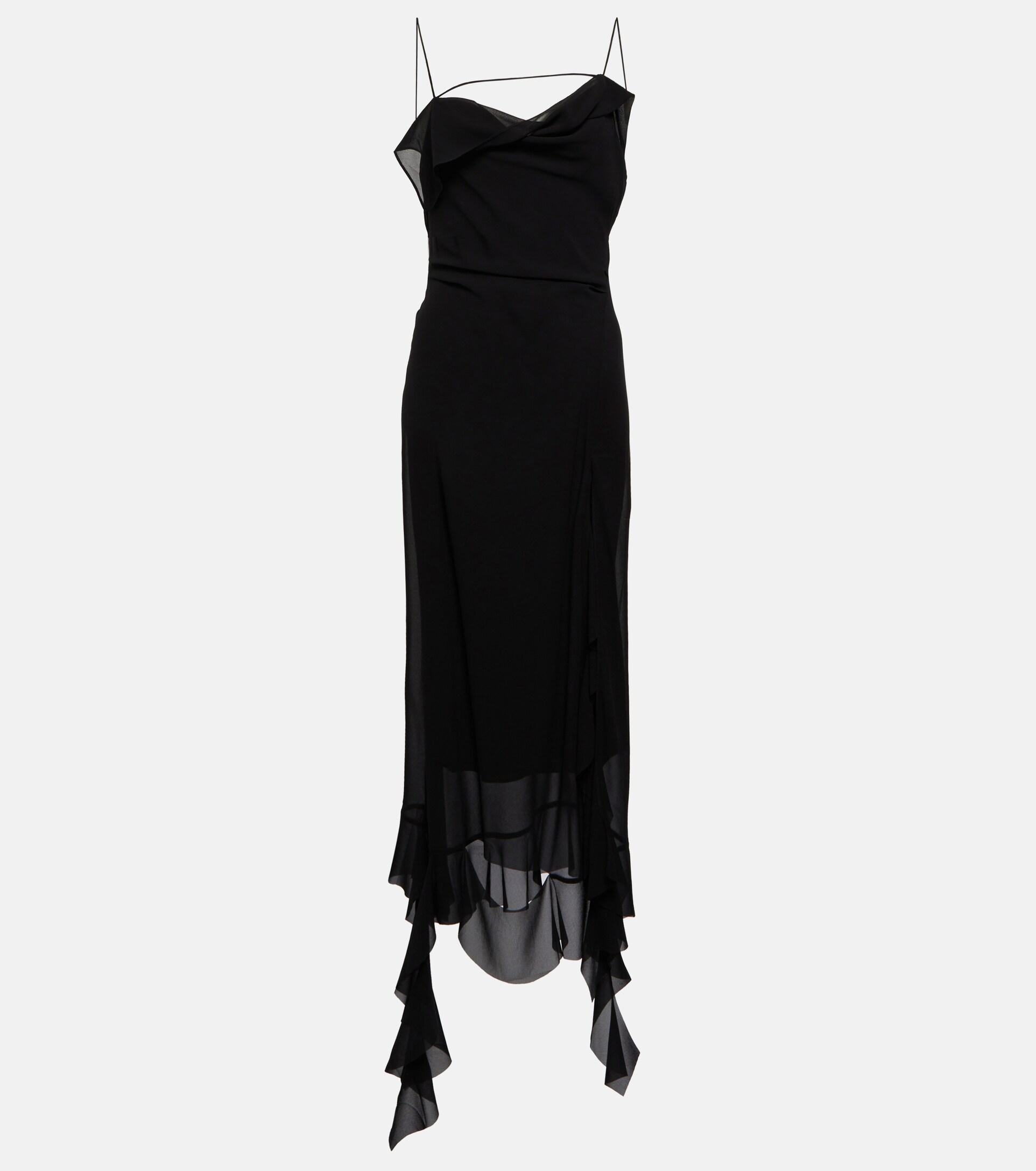 Acne Studios Ruffle-trimmed Midi Dress in Black | Lyst