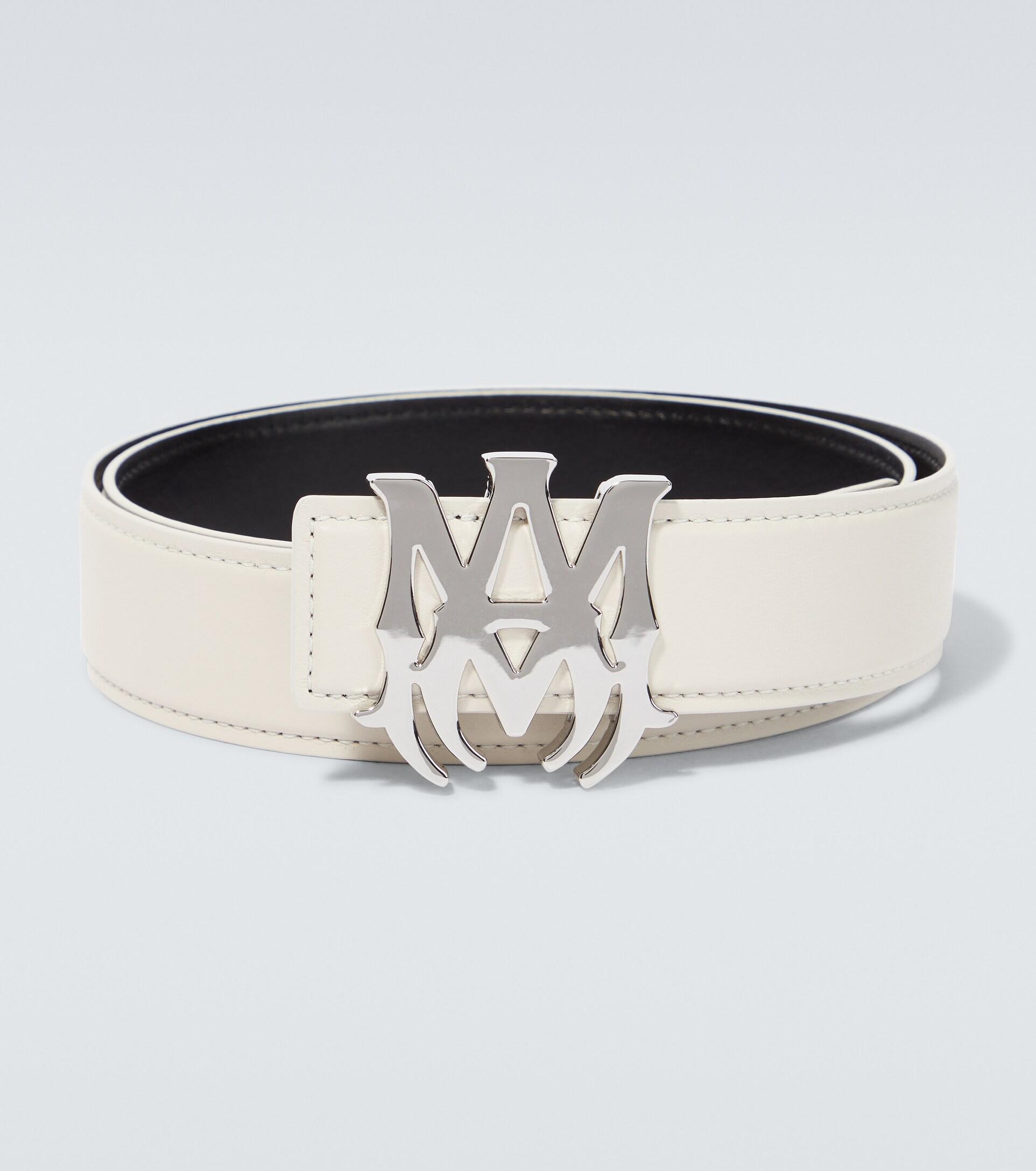 Amiri Logo Leather Belt in White for Men | Lyst