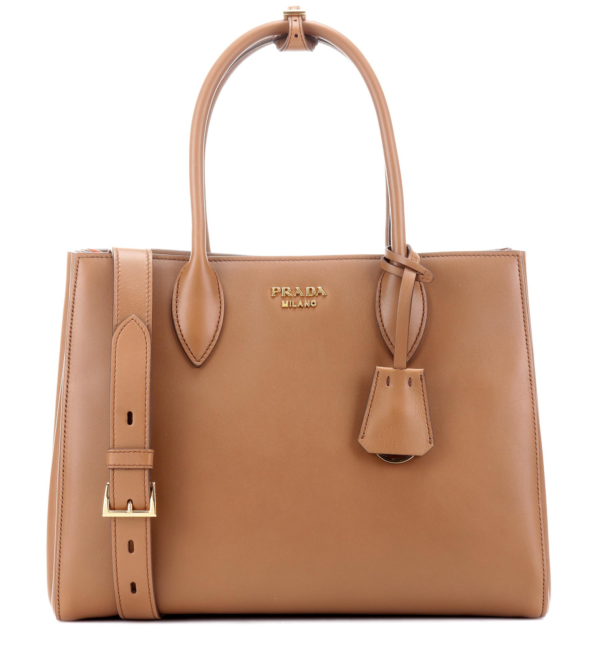 Lyst - Prada Bibliothek Soft Bag Small Leather Handbag in Brown