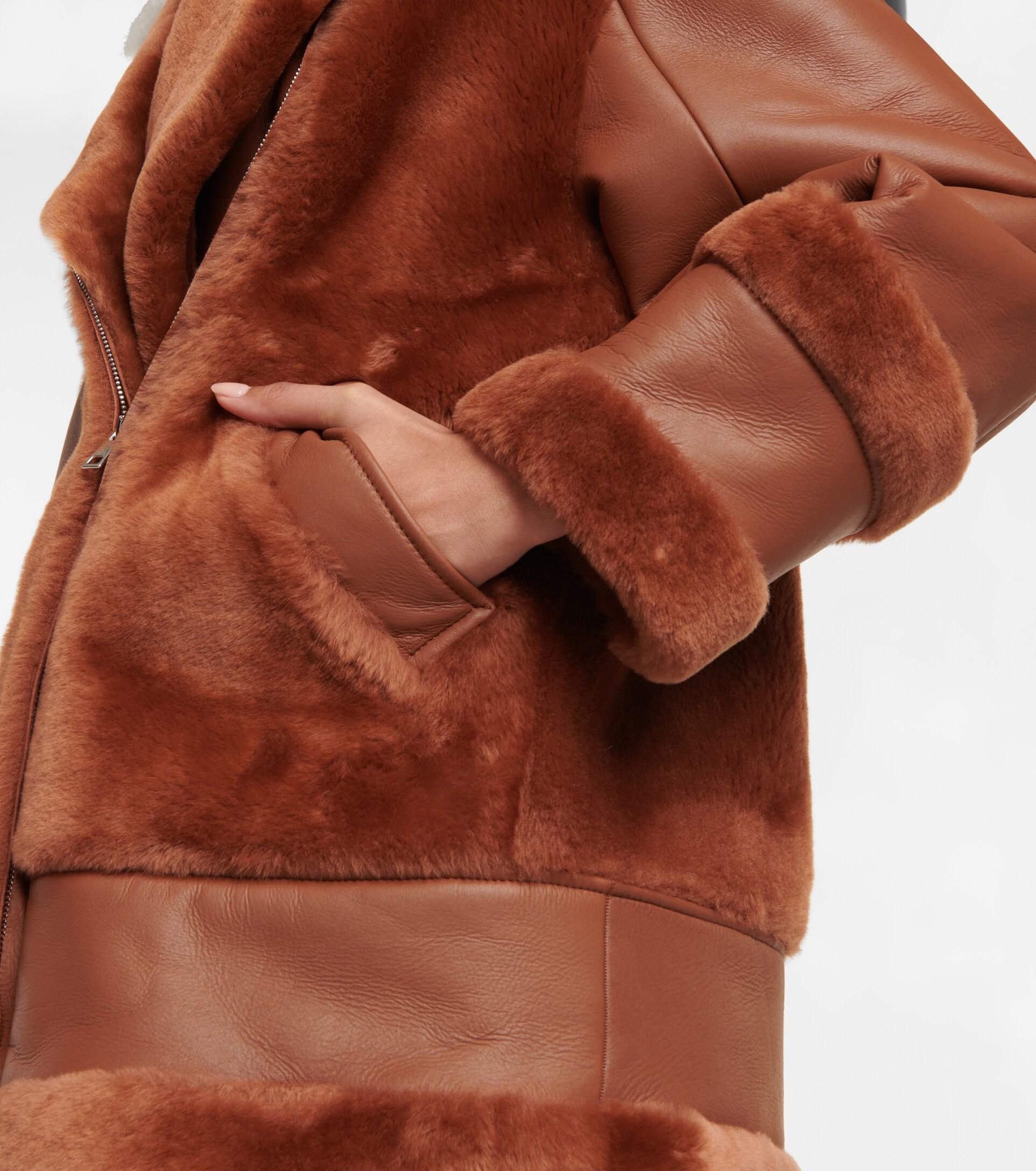 Blancha Leather Shearling Jacket in Brown Womens Jackets Blancha Jackets Save 5% 