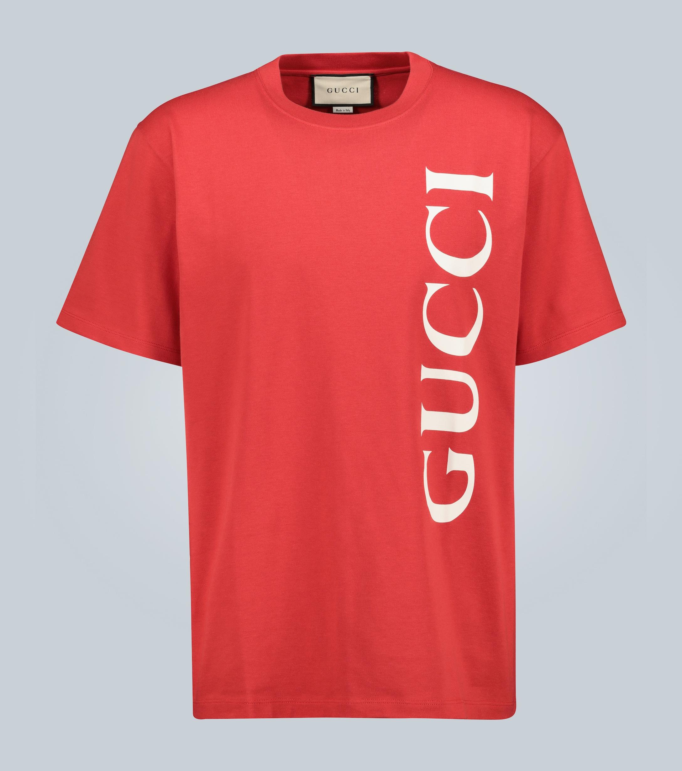 Gucci Cotton Print Oversized T-shirt in Red for Men - Lyst