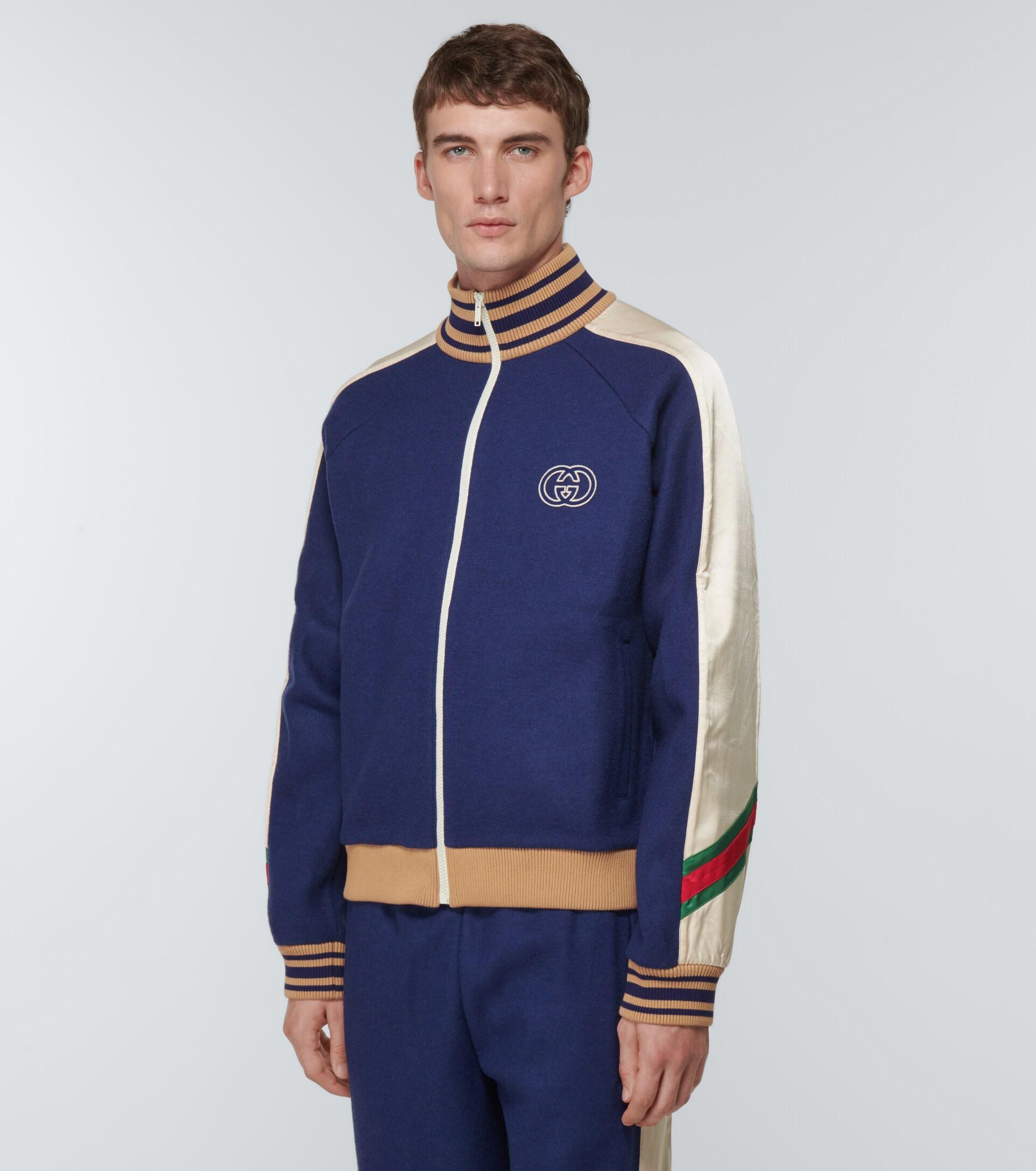 Gucci Interlocking G Wool Jersey Track Jacket in Blue for Men | Lyst