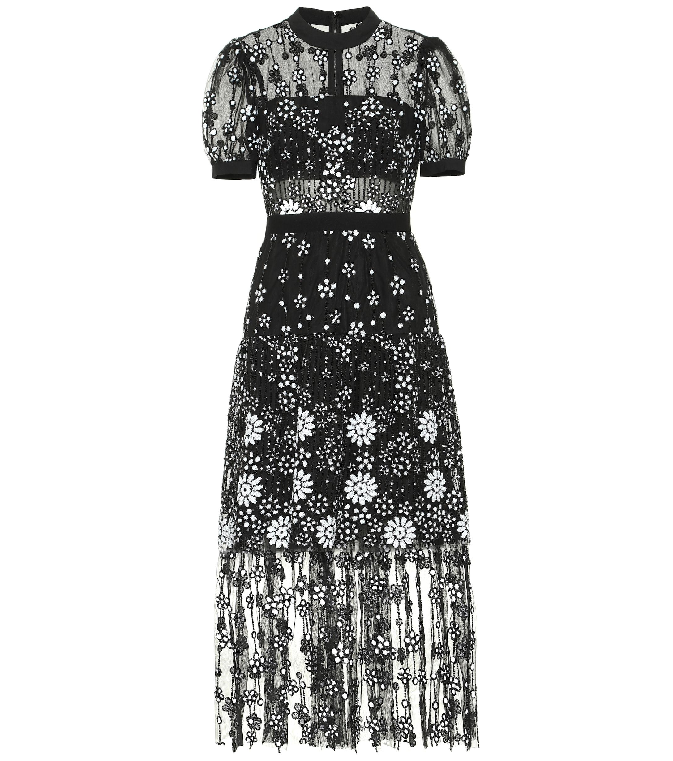 Deco Sequin Crew Neck Midi Dress Colour Black