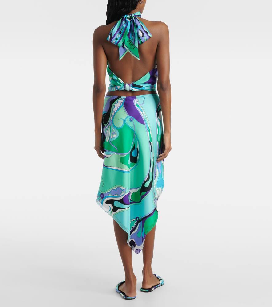 VIP【関税送料無料】希少 EMILIO PUCCI MULTICOLOR SILK SKIRT Emilio Pucci Orchidee Asymmetric Silk Miniskirt in Blue | Lyst