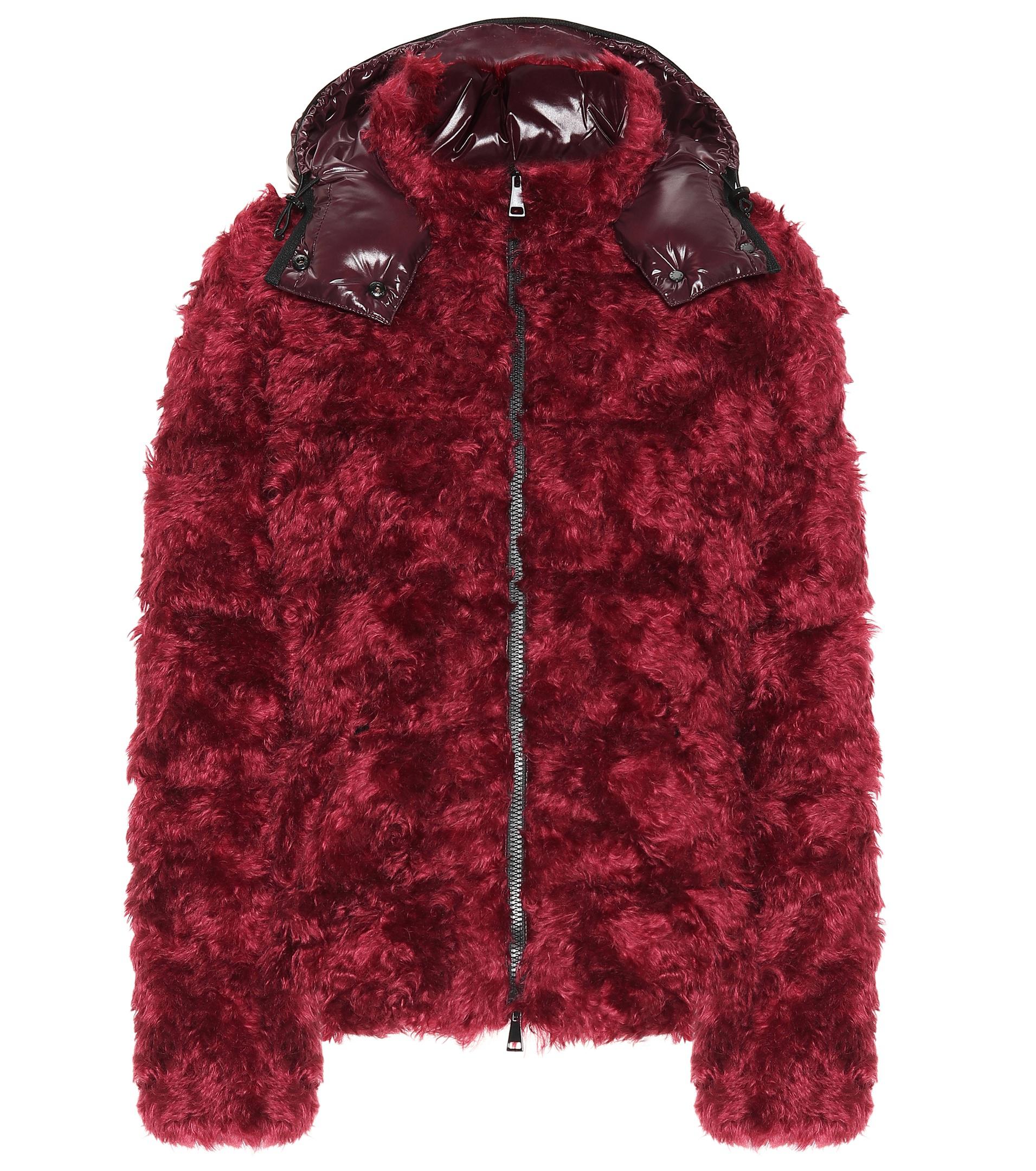 moncler red fur jacket