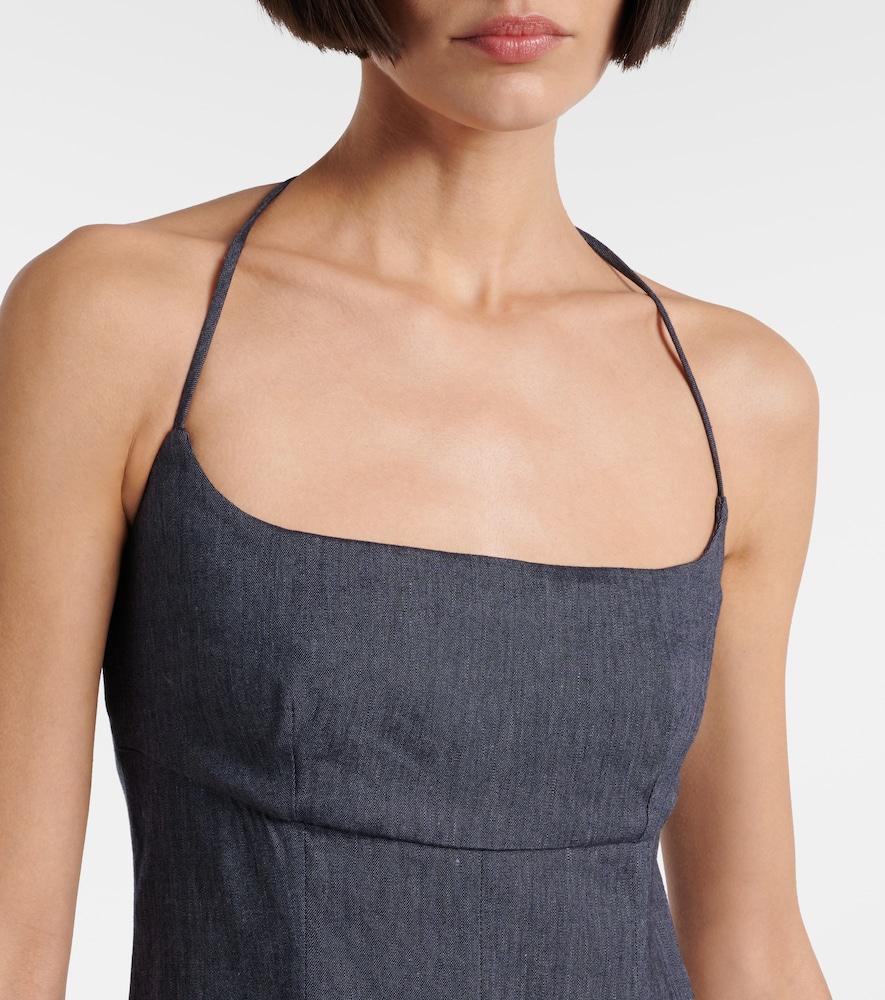womens denim dress with pockets Pocketed Button Up Sleeveless Size:dress size pants : 34 Unfinished bottom HARD-TAGGED-TW-06.05.2025 Rails Strand Denim Mini