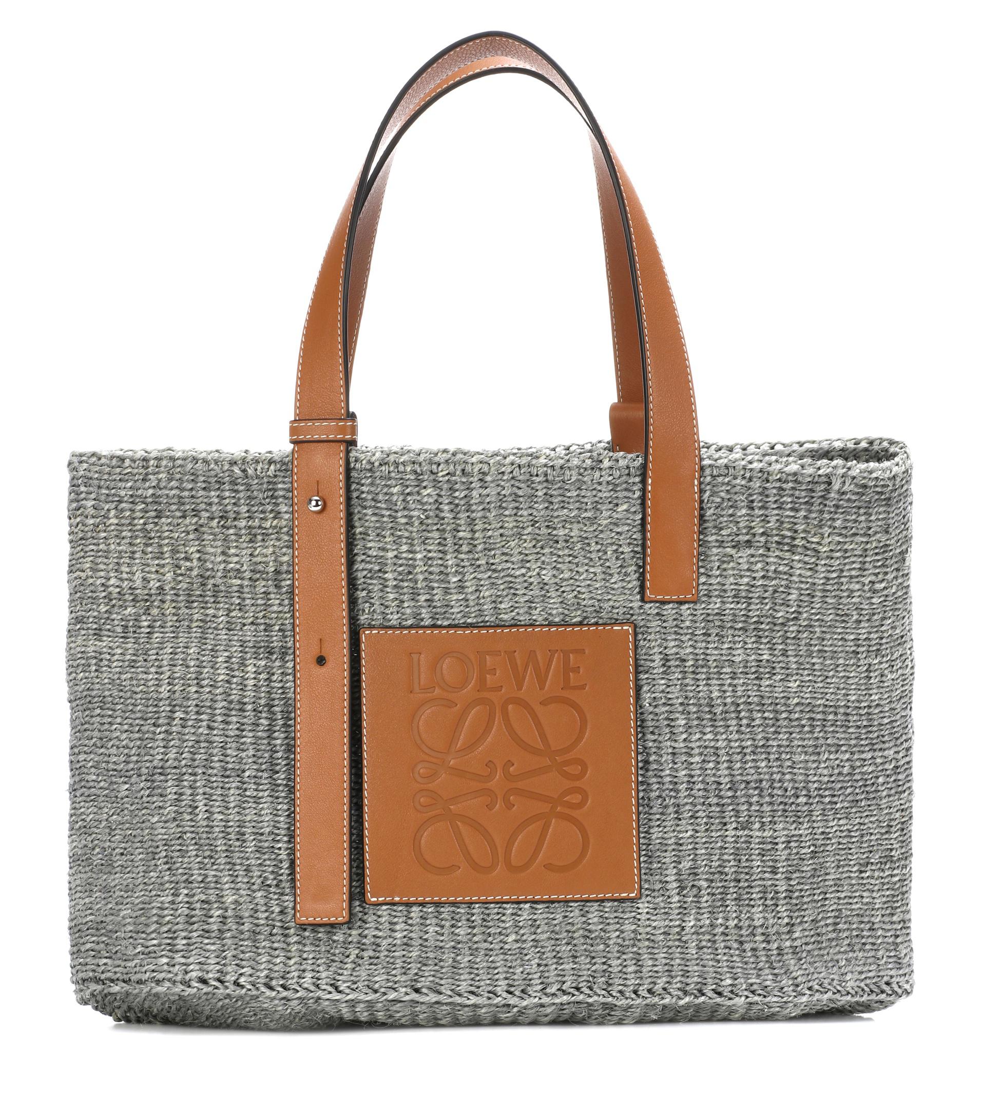 grey straw bag