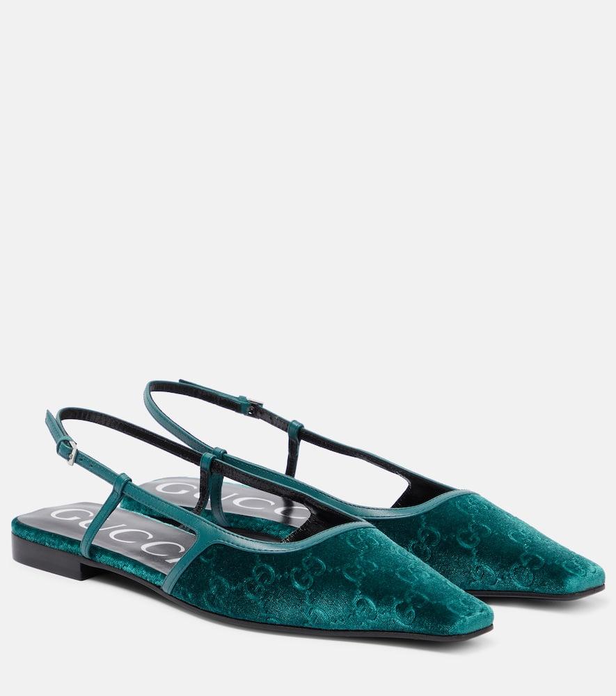 GG HORSEBIT SLINGBACK BALLET FLAT ORANGE CANVAS
