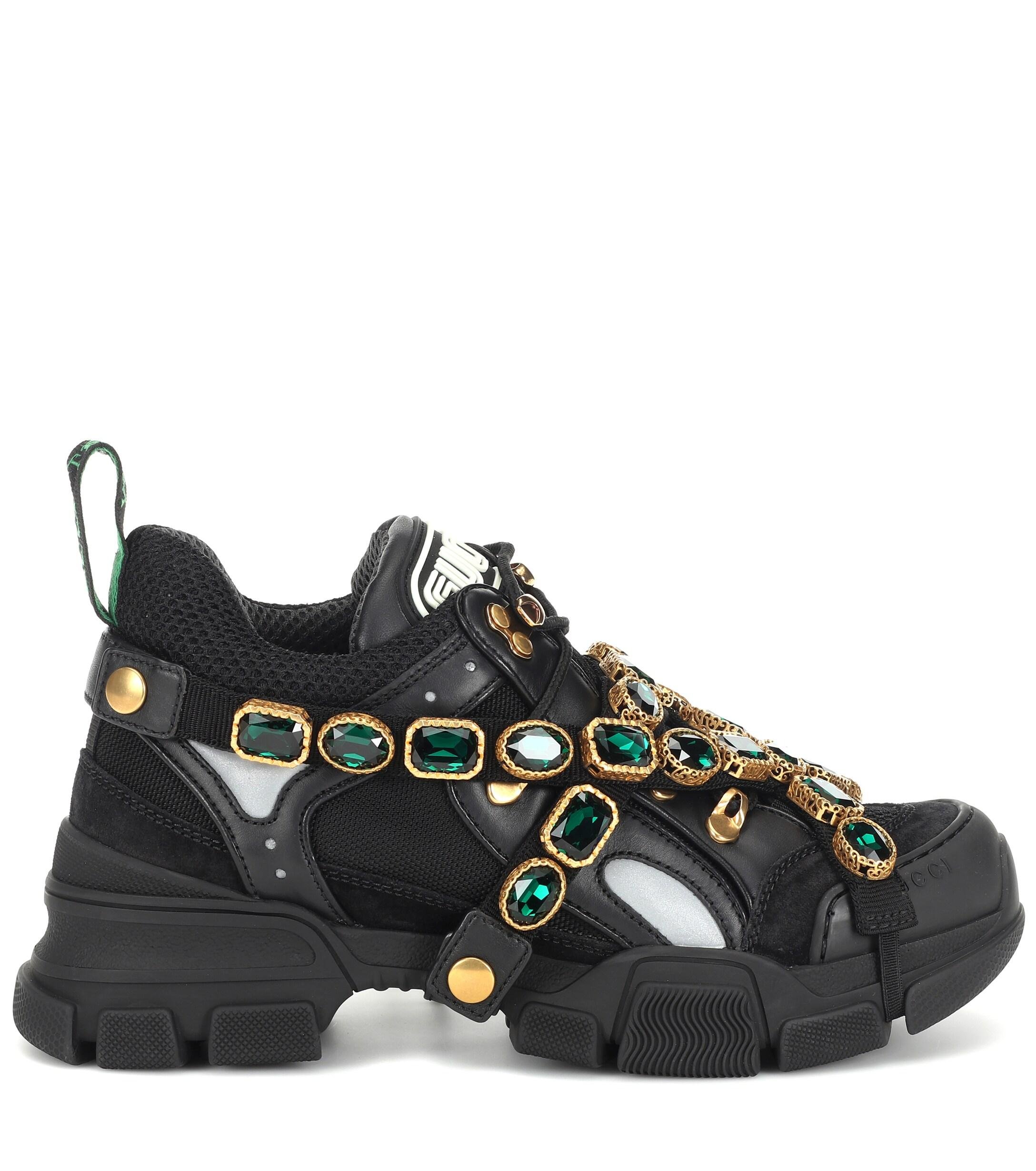 Gucci Flashtrek Embellished Sneakers in Black Lyst