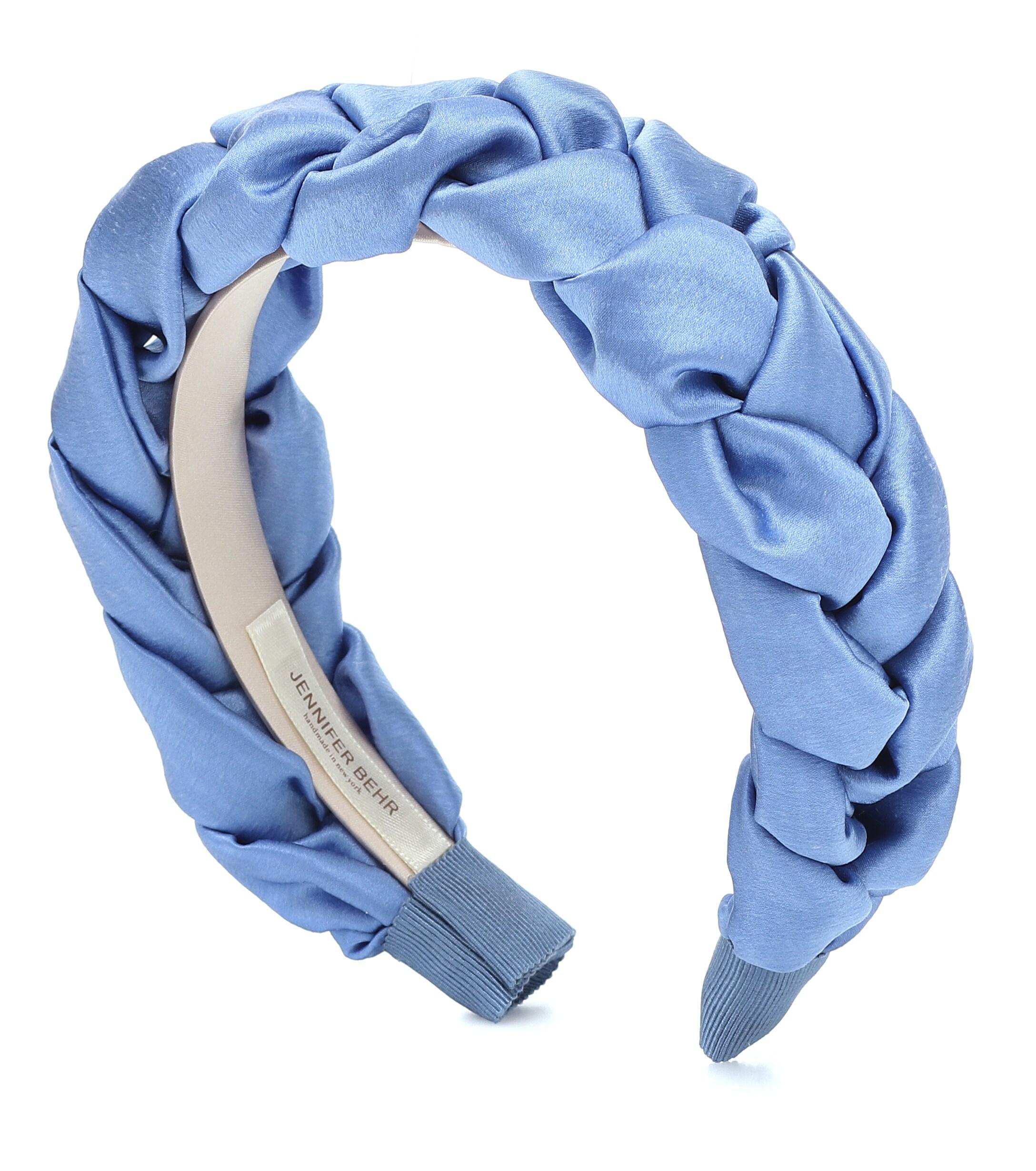 Jennifer Behr Lorelei Plaited Silk Headband in Blue - Lyst