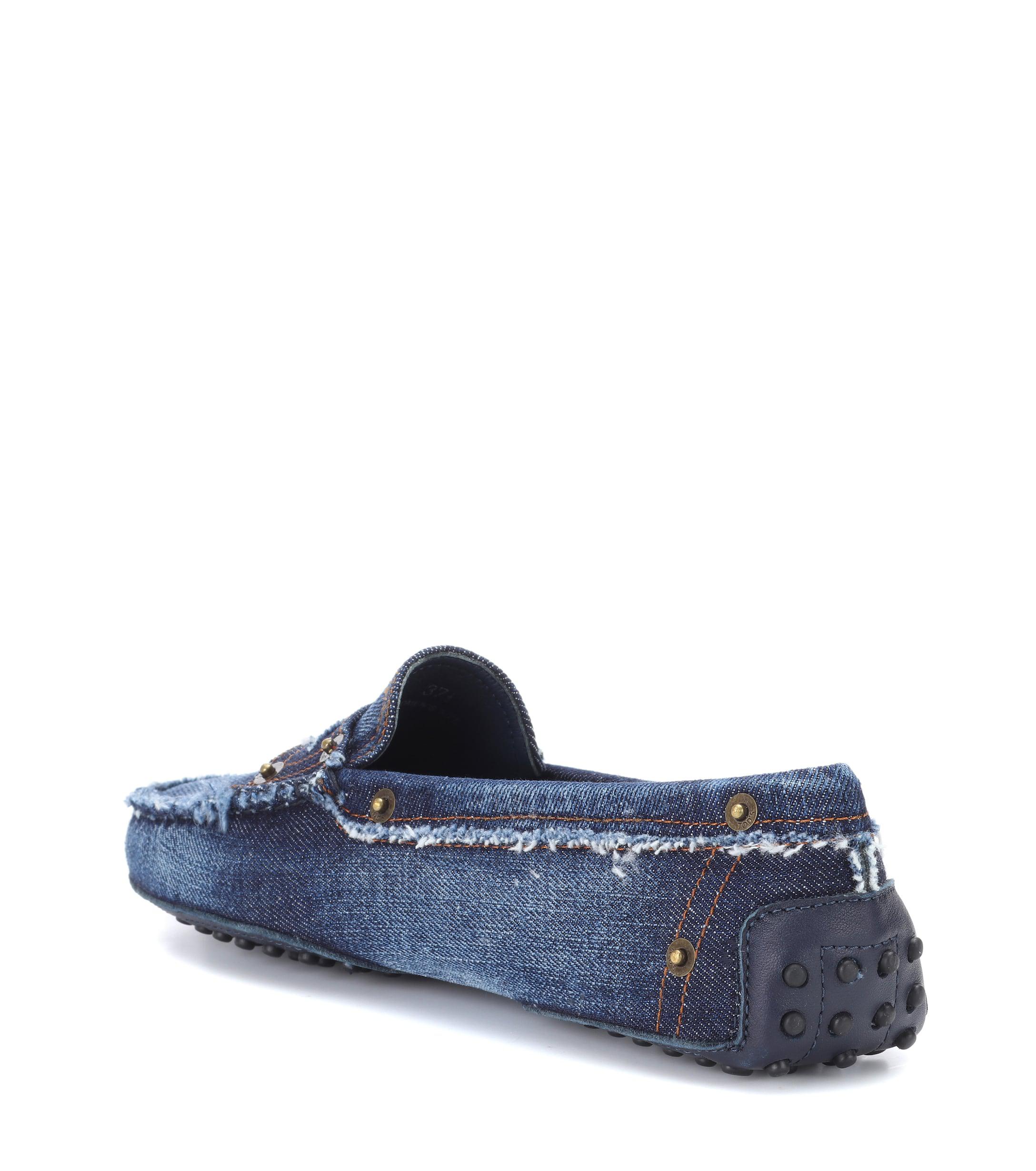 Tod's - Light blue denim moccasins with metallic bit for women