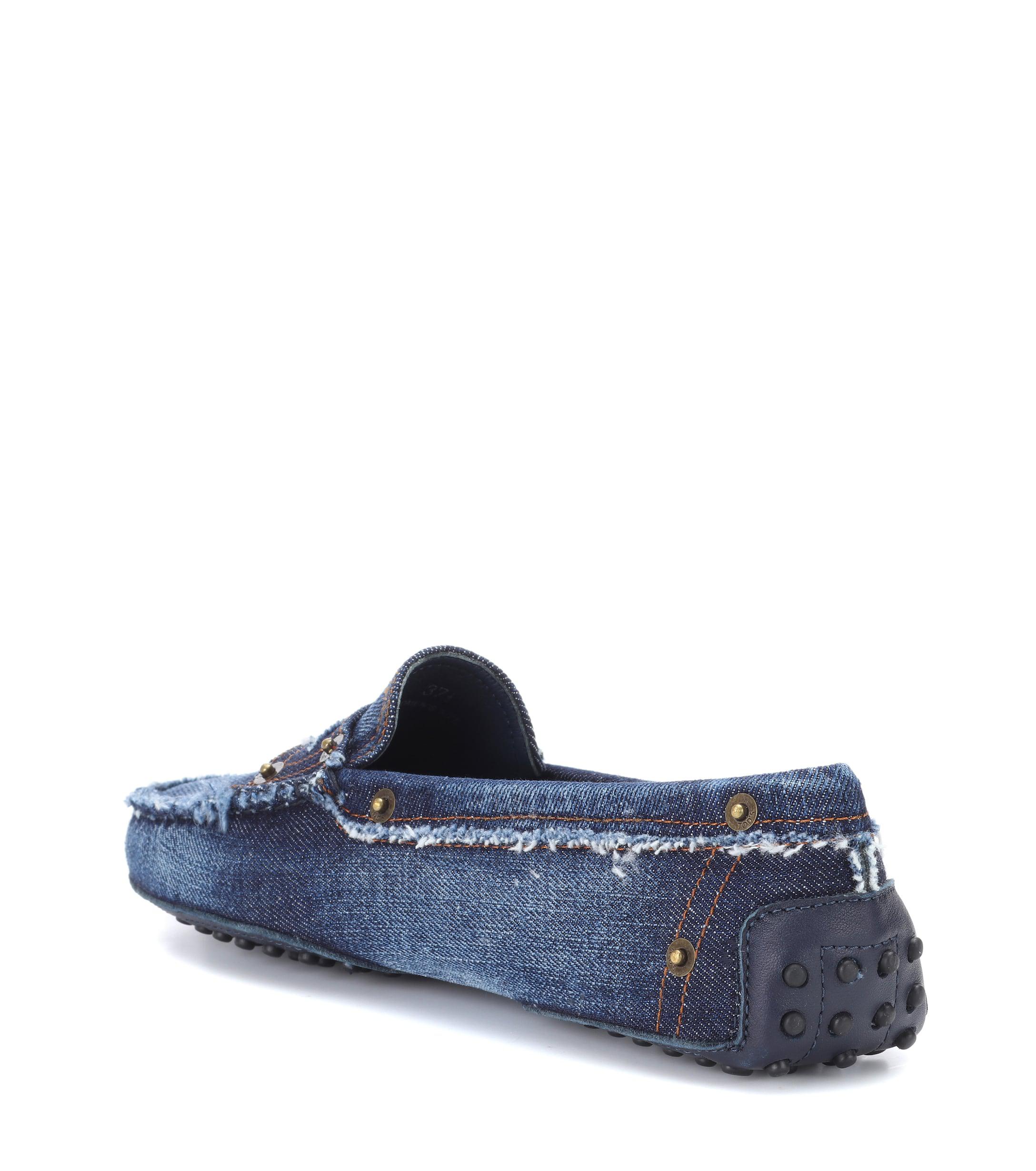tod's gommino denim loafers