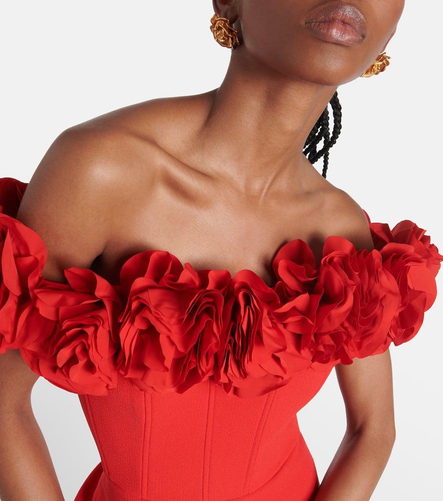 Rebecca Vallance Odetta Floral-Applique Bustier Dress in Red