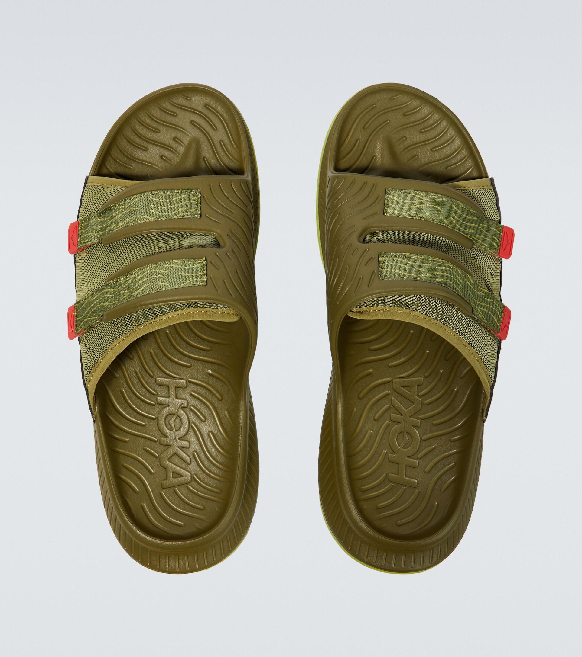 NEW Hoka One One Ora Luxe Recovery Slide Sandals Men\'s 13 Comfort Mist Green Hoka Ora Recovery Slide 3 - Lime Glow - Lime Glow – Fit2Run main image 4