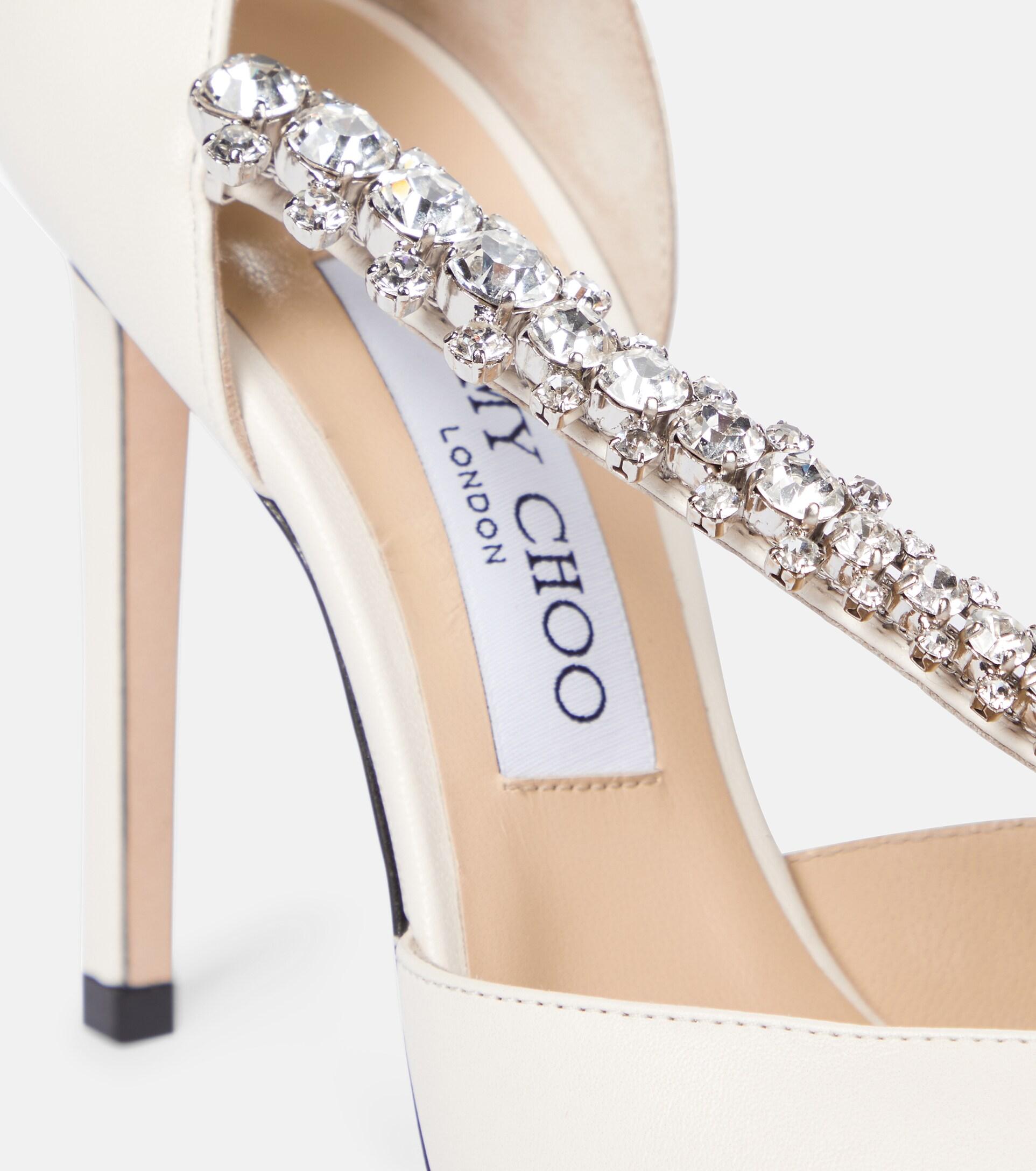 Jimmy Choo Bee 100 Embellished Leather Pumps in White | Lyst