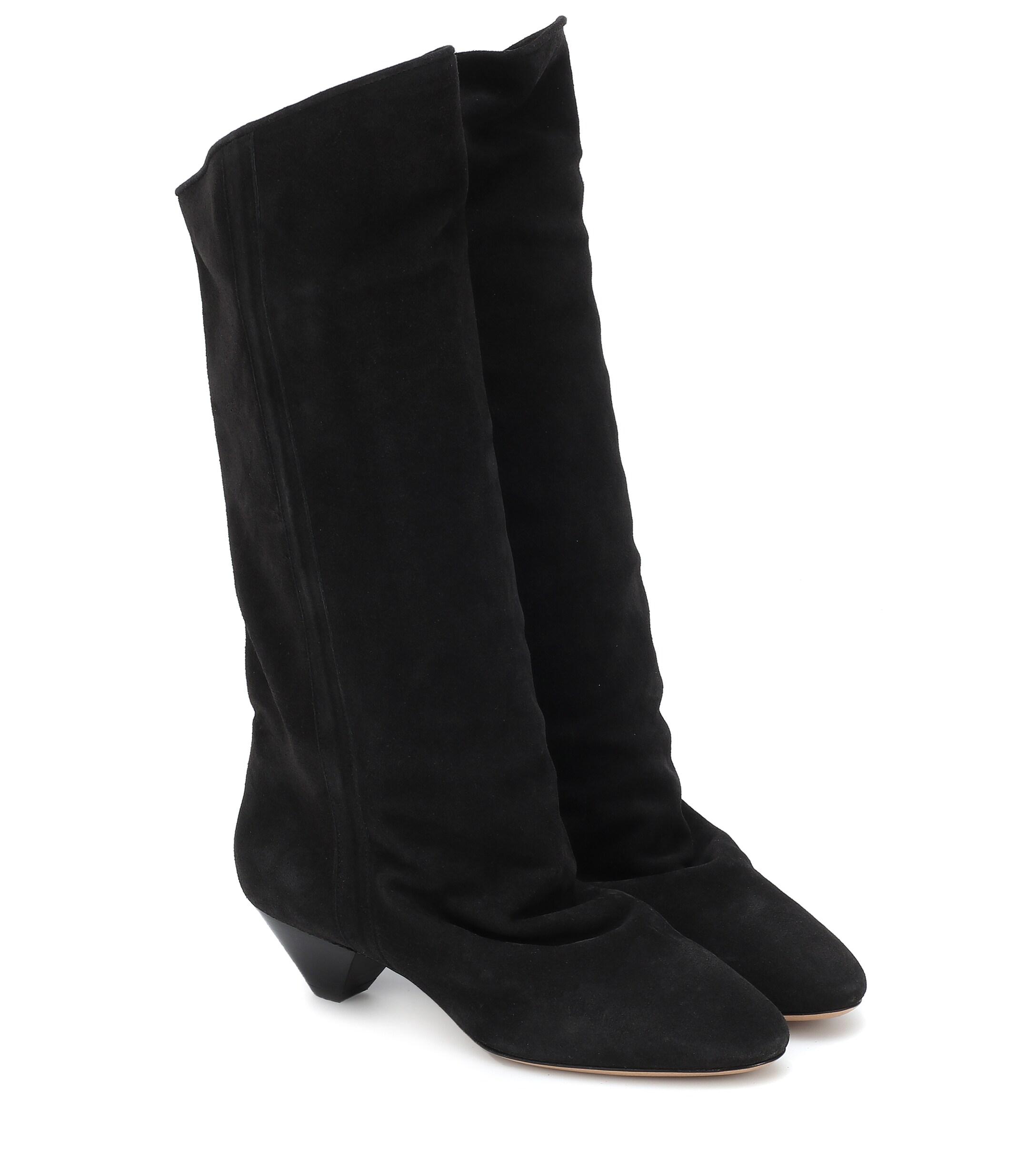 Isabel Marant Dathy's Slouchy Suede Boots in Black | Lyst