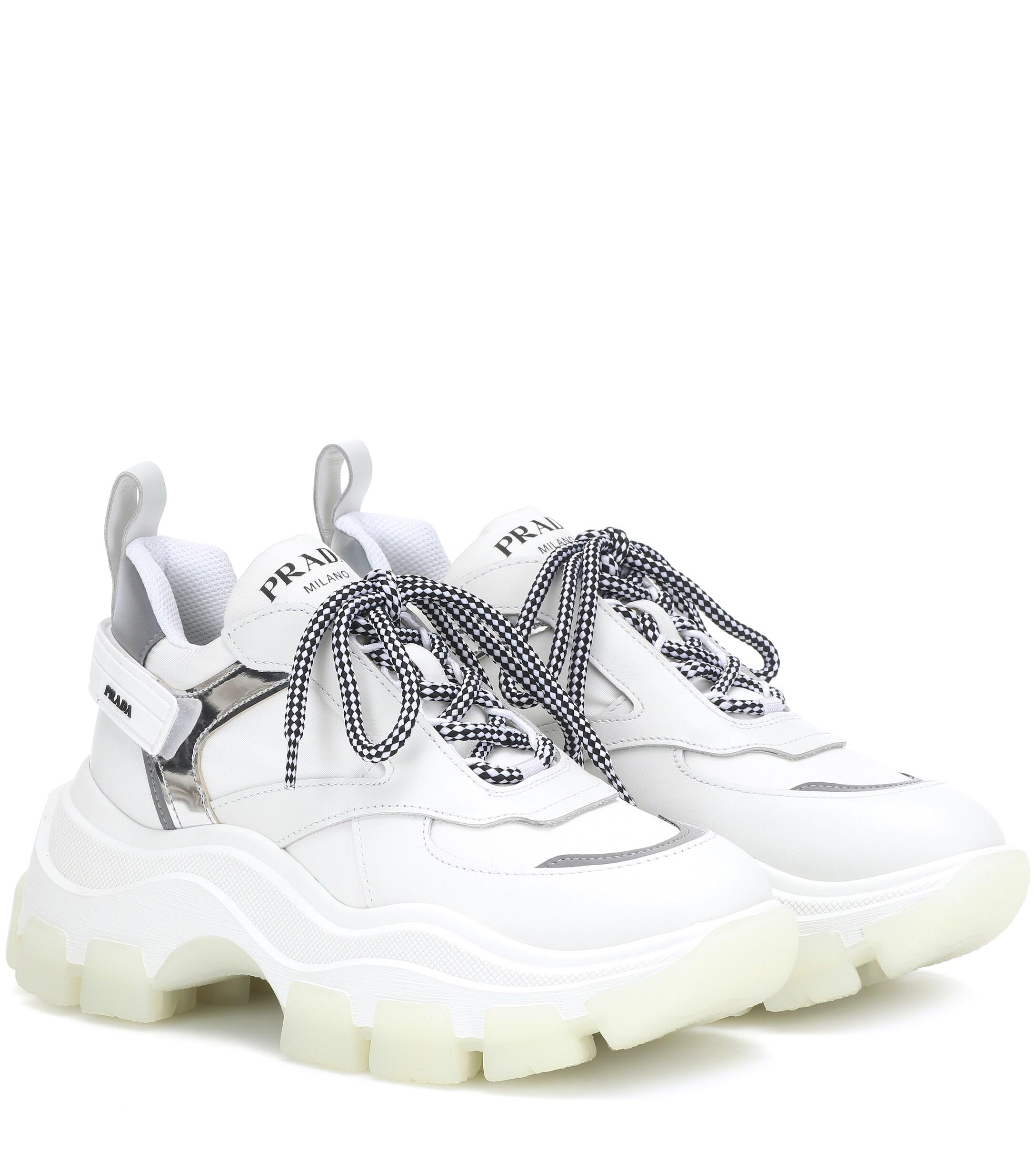 white and grey prada sneakers