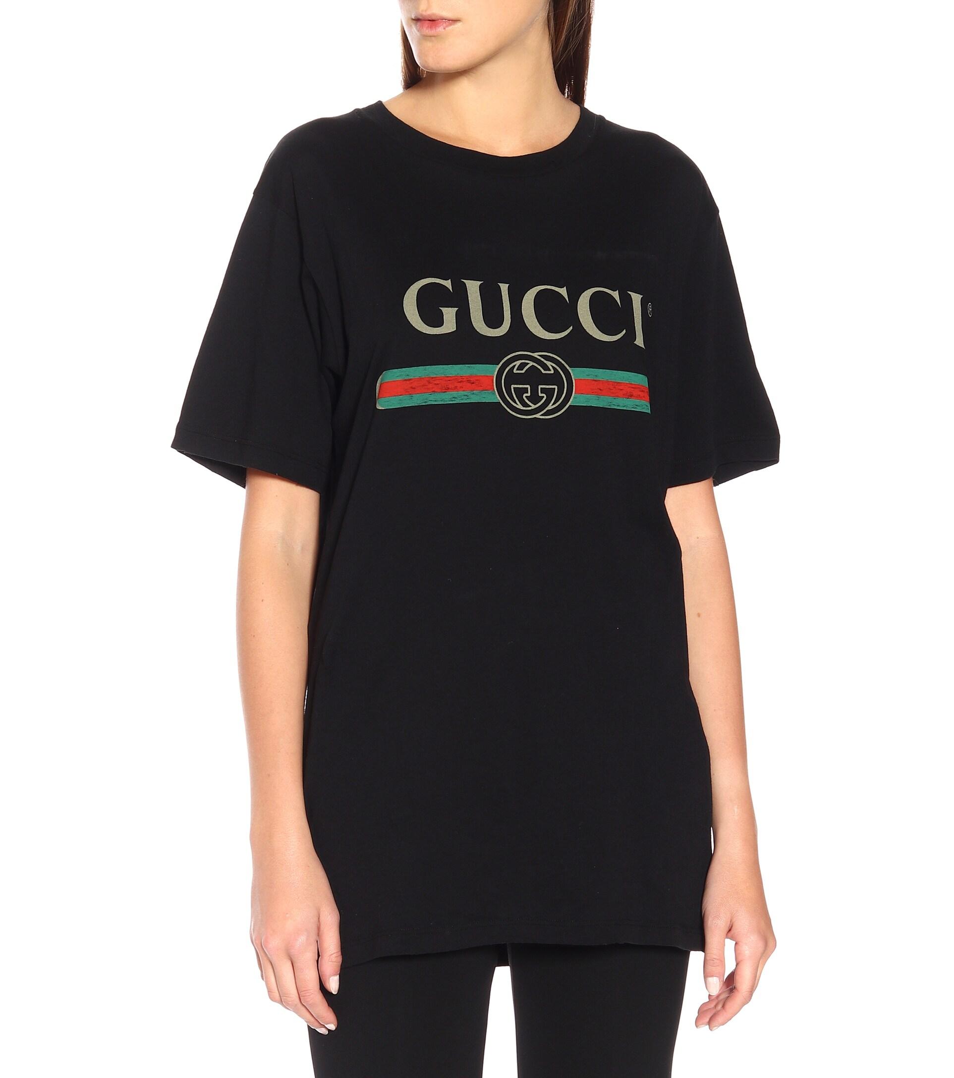 Gucci Oversized Logo T-shirt in Black | Lyst